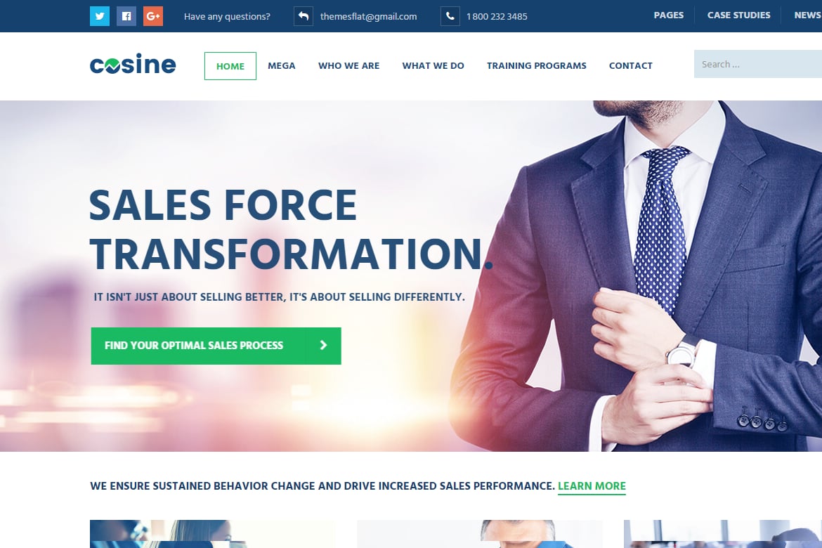 Imagen de portada de Cosine - Training, Coaching & Business HTML Templa (plantilla web)