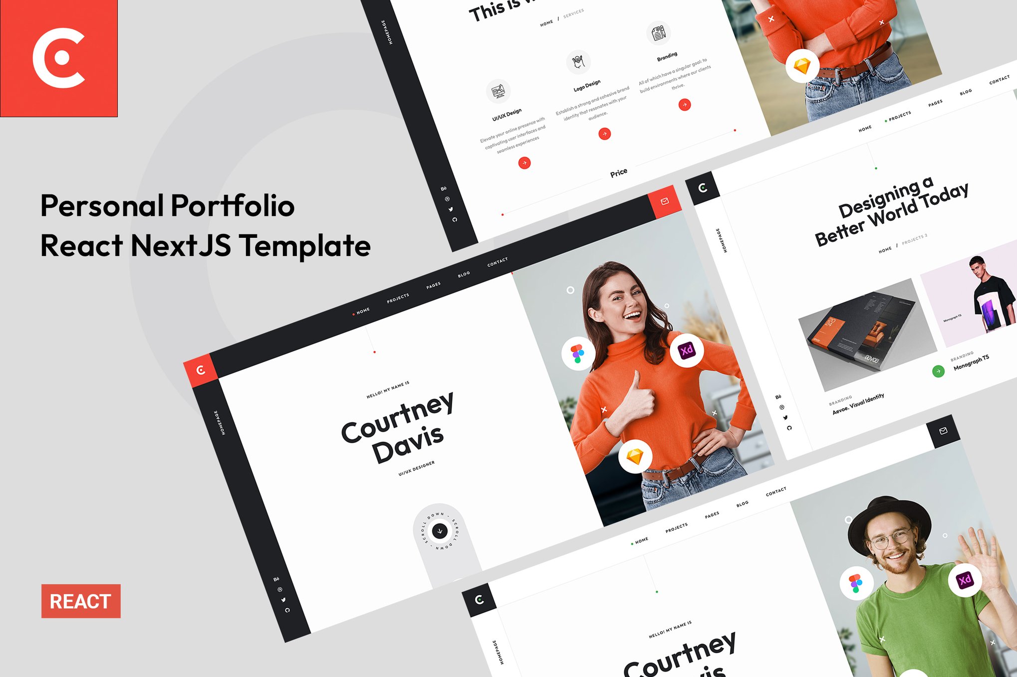 Imagen de portada de Courtney - Personal Portfolio React Template (plantilla web)