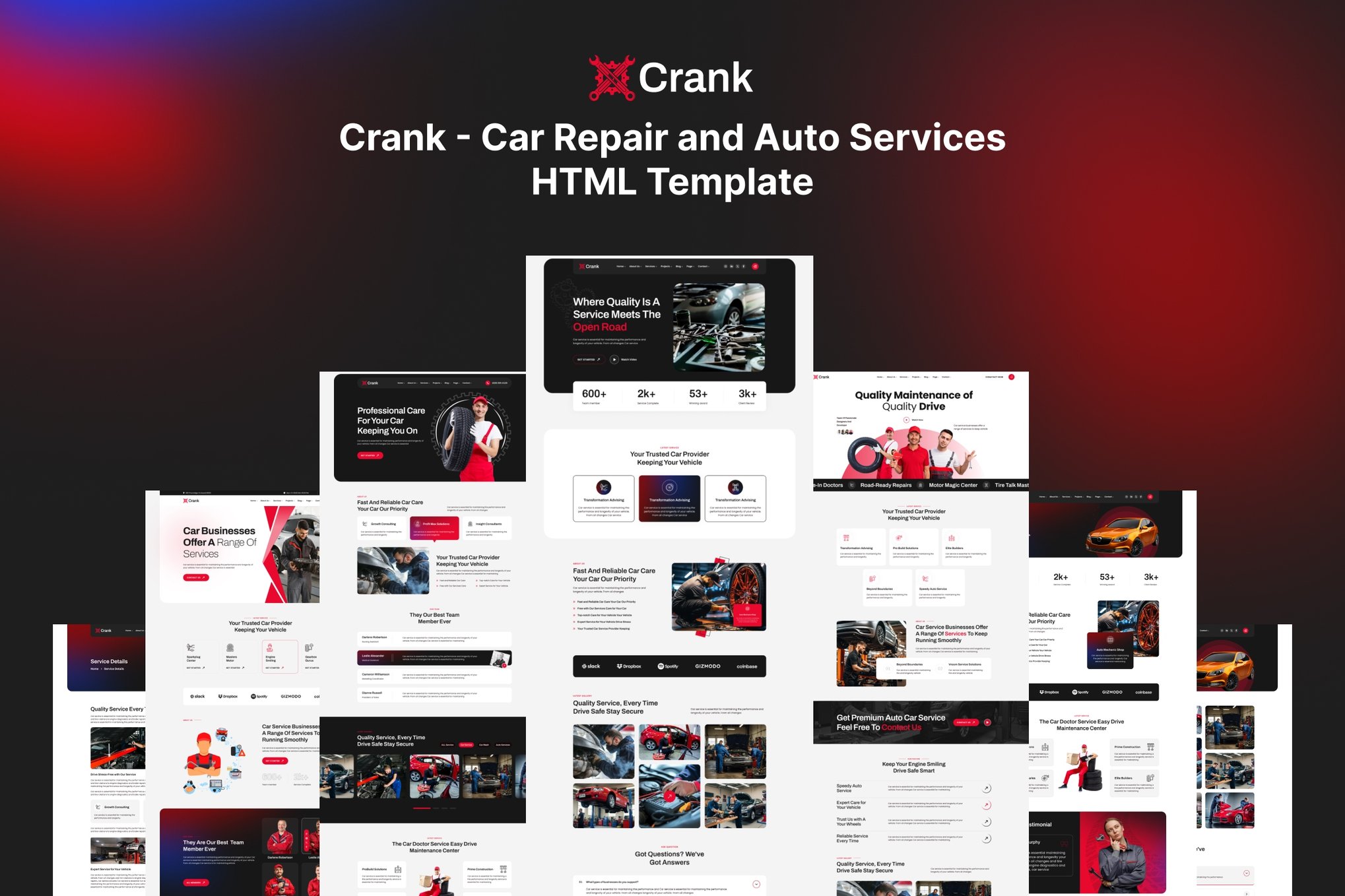 Imagen de portada de Crank - Car Repair & Auto Services HTML5 Template (plantilla web)