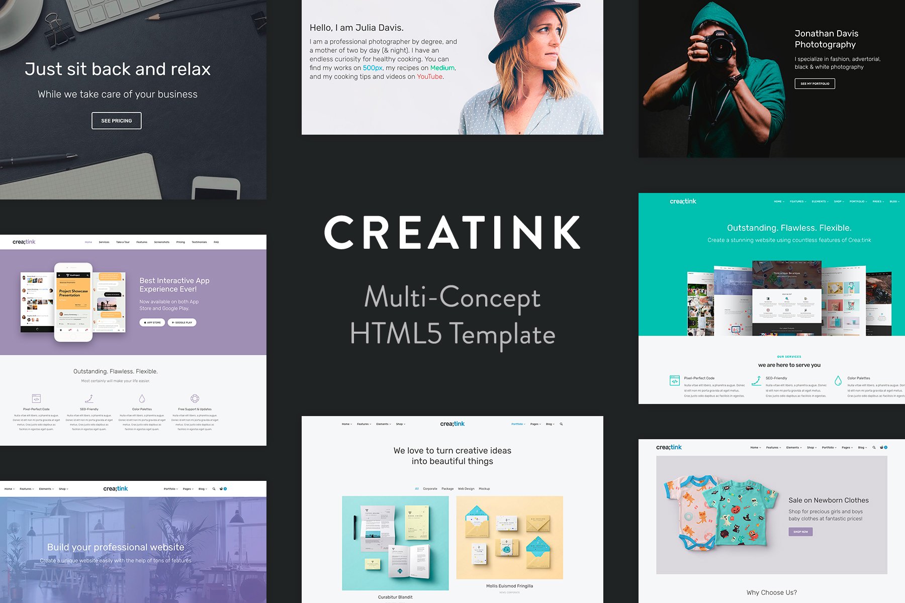 Imagen de portada de Crea;tink Multi-Concept HTML5 Template (plantilla web)