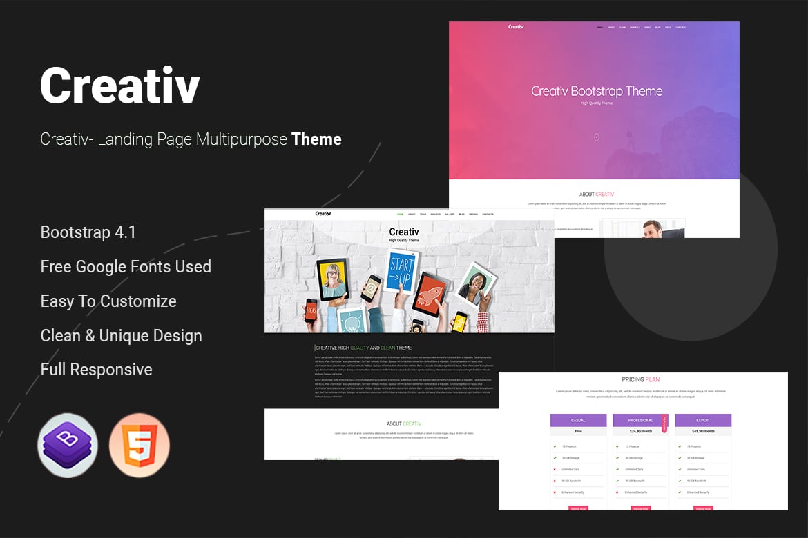 Imagen de portada de Creativ- Landing Page Multipurpose Theme (plantilla web)