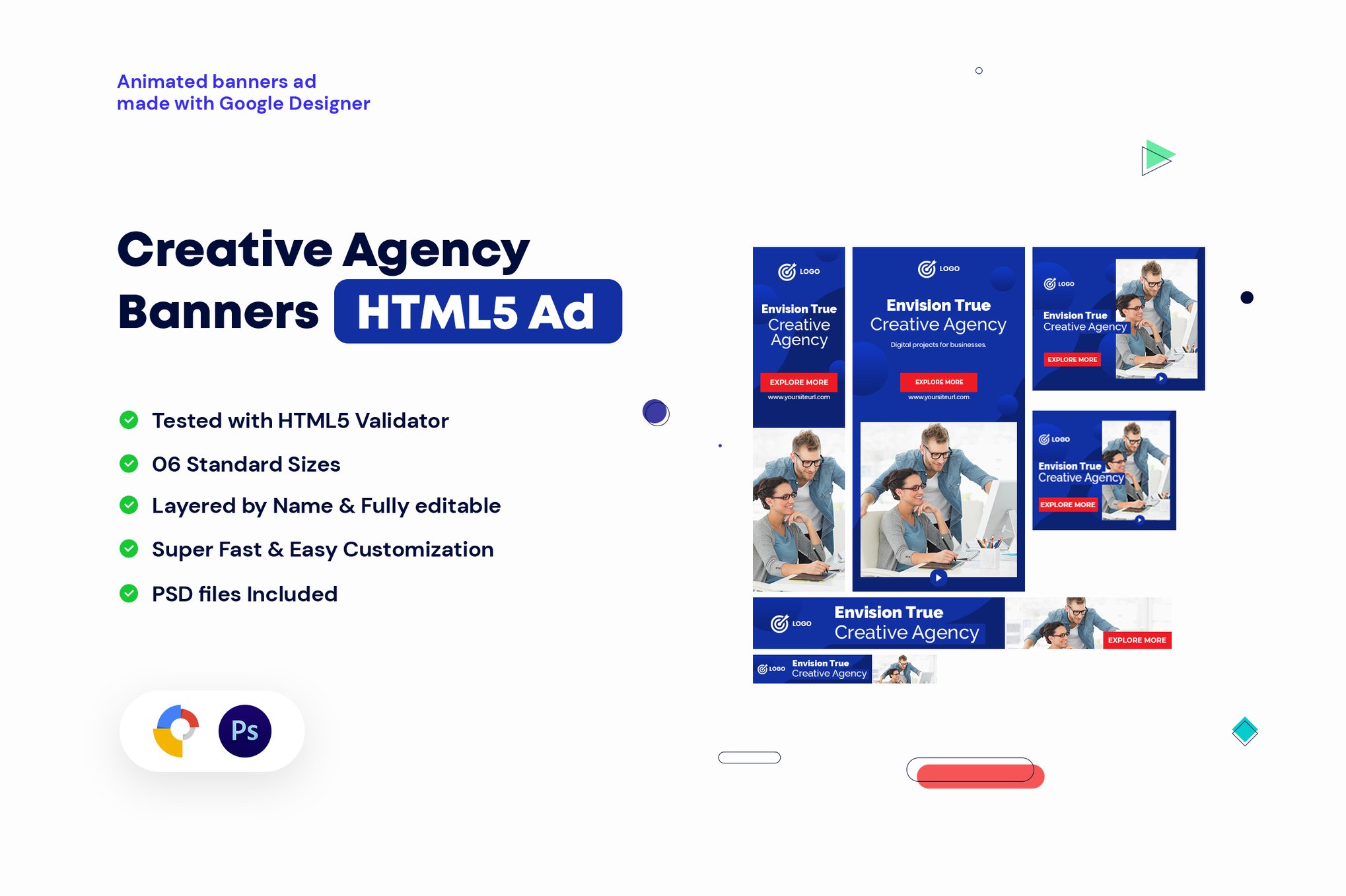 Imagen de portada de Creative Agency, Startup HTML5 Banners Ad (plantilla web)