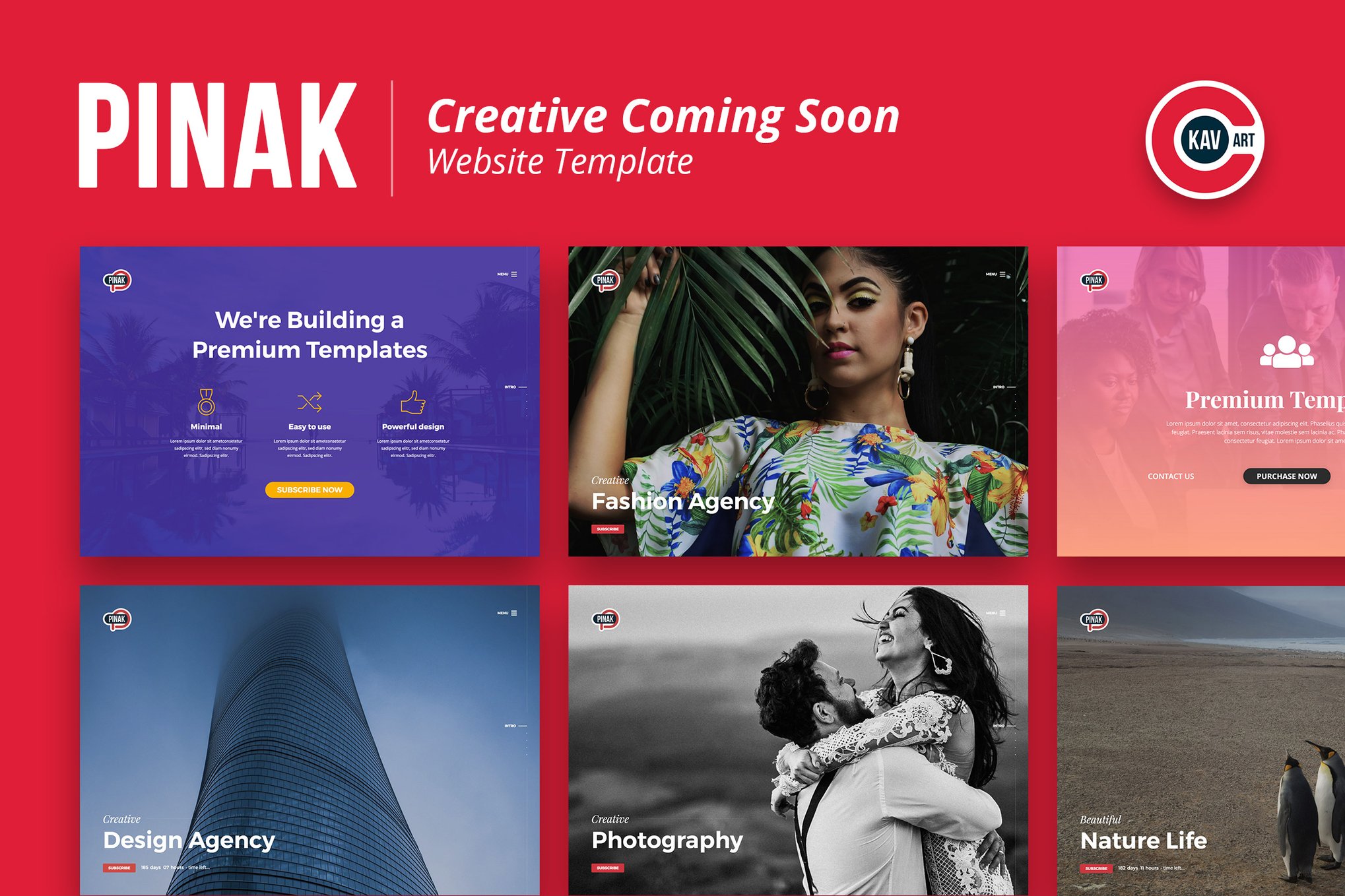 Imagen de portada de Creative Coming Soon Template - PINAK (plantilla web)