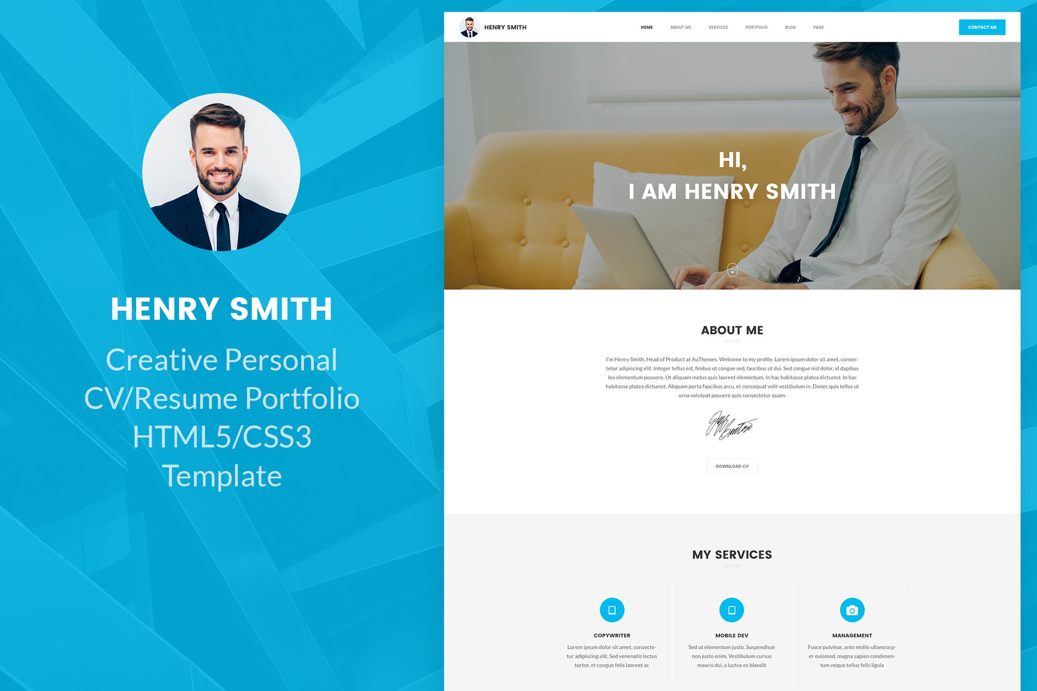 Imagen de portada de Creative Personal Portfolio Resume HTML5 Template (plantilla web)