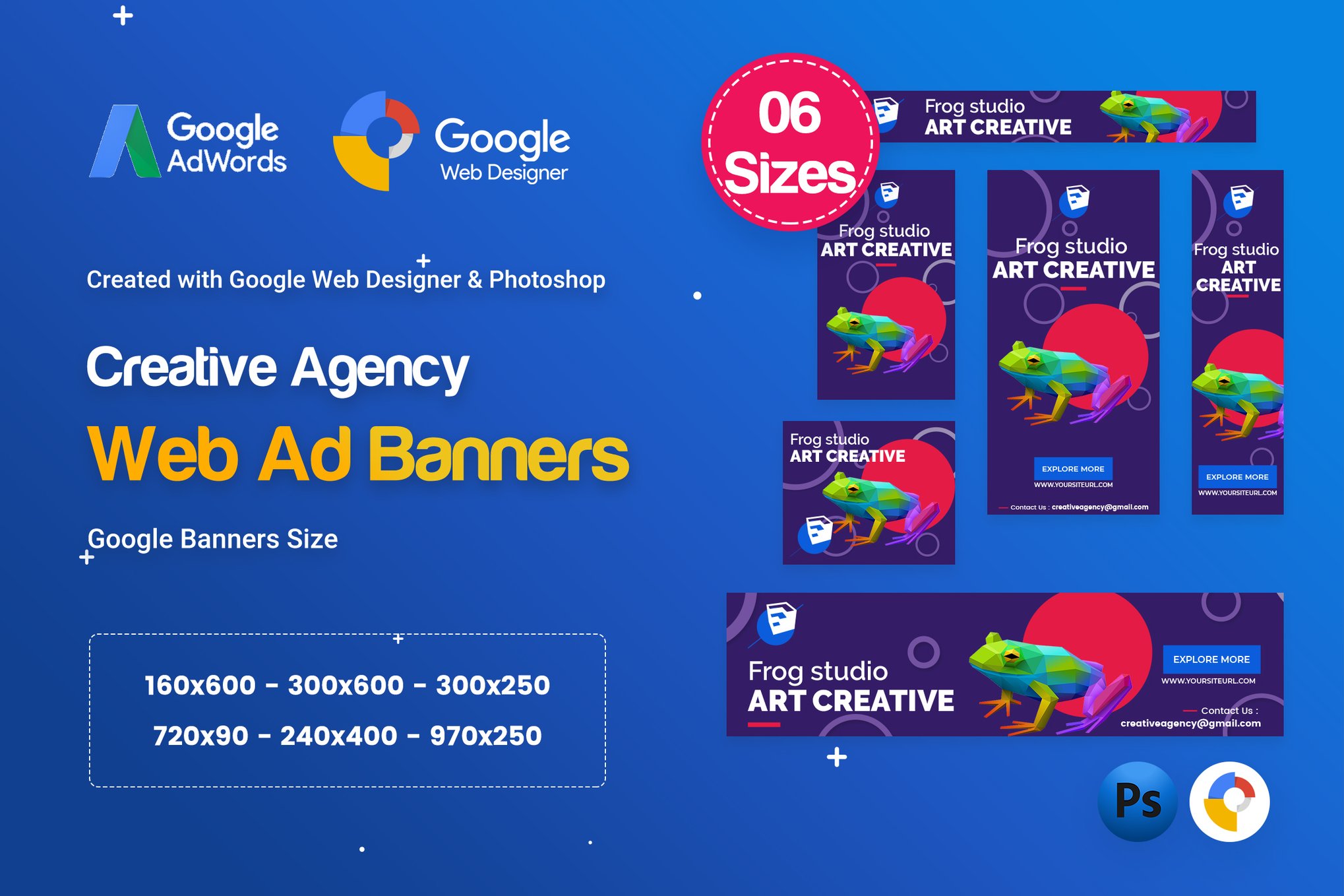 Imagen de portada de Creative, Startup Agency Banners HTML5 D60 - GWD (plantilla web)
