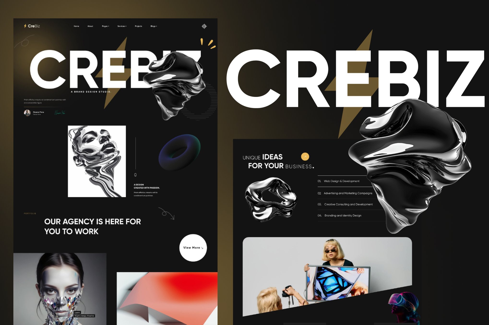Imagen de portada de CreBiz - Creative Portfolio Figma Template (plantilla web)