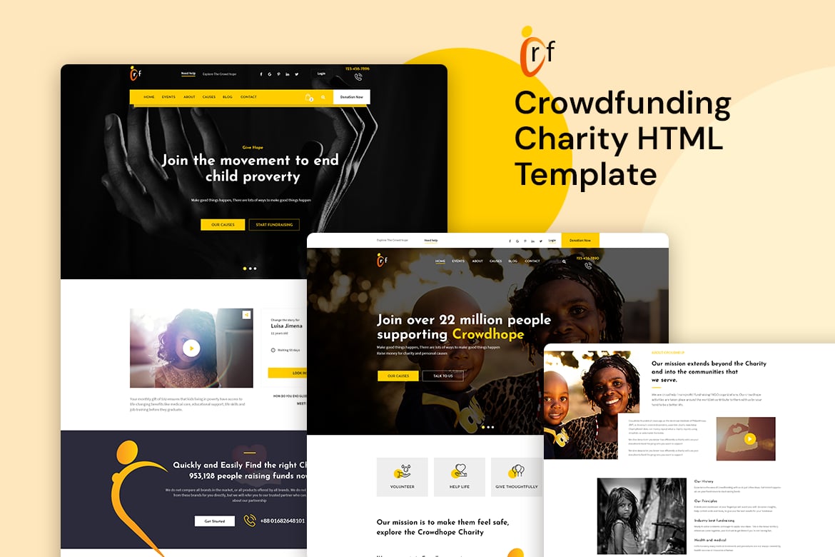 Imagen de portada de Crf - Crowdfunding Charity HTML Template (plantilla web)
