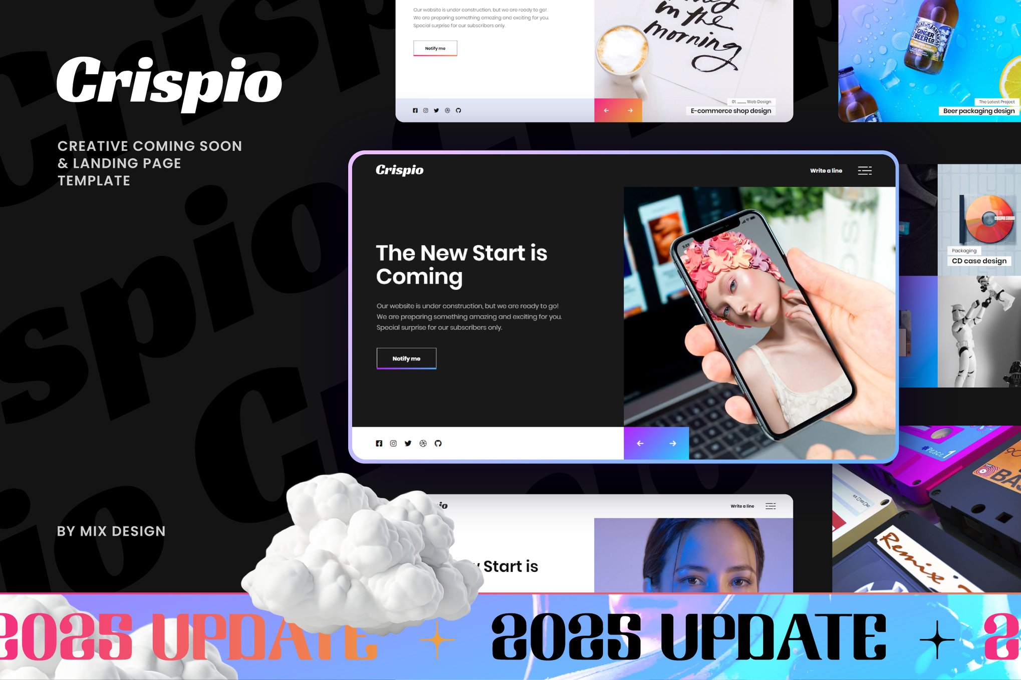 Imagen de portada de Crispio - Coming Soon and Landing Page Template (plantilla web)