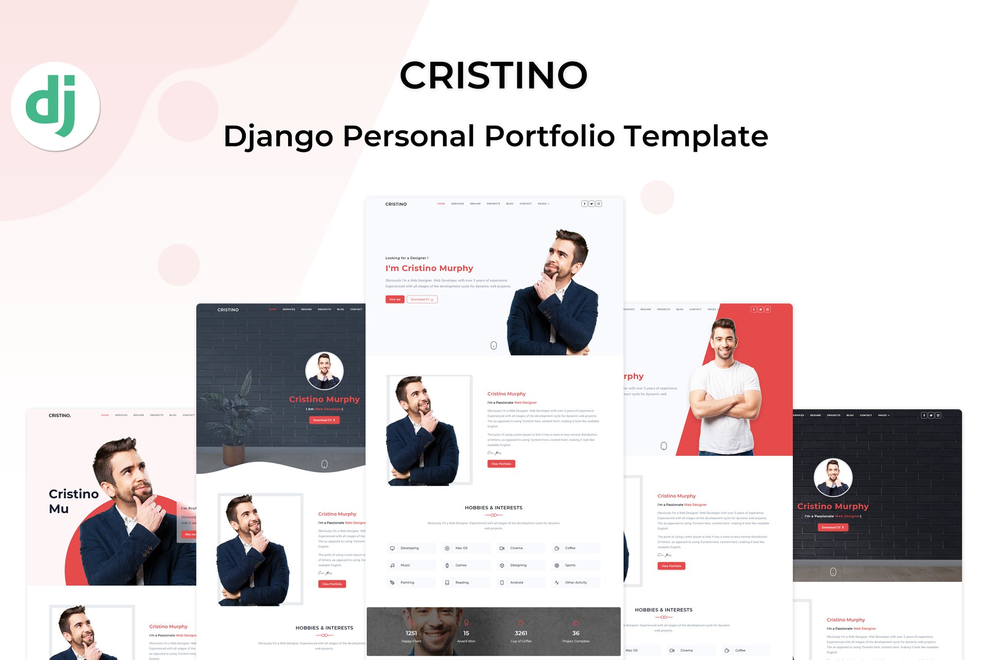 Imagen de portada de Cristino - Django Personal Portfolio Template (plantilla web)