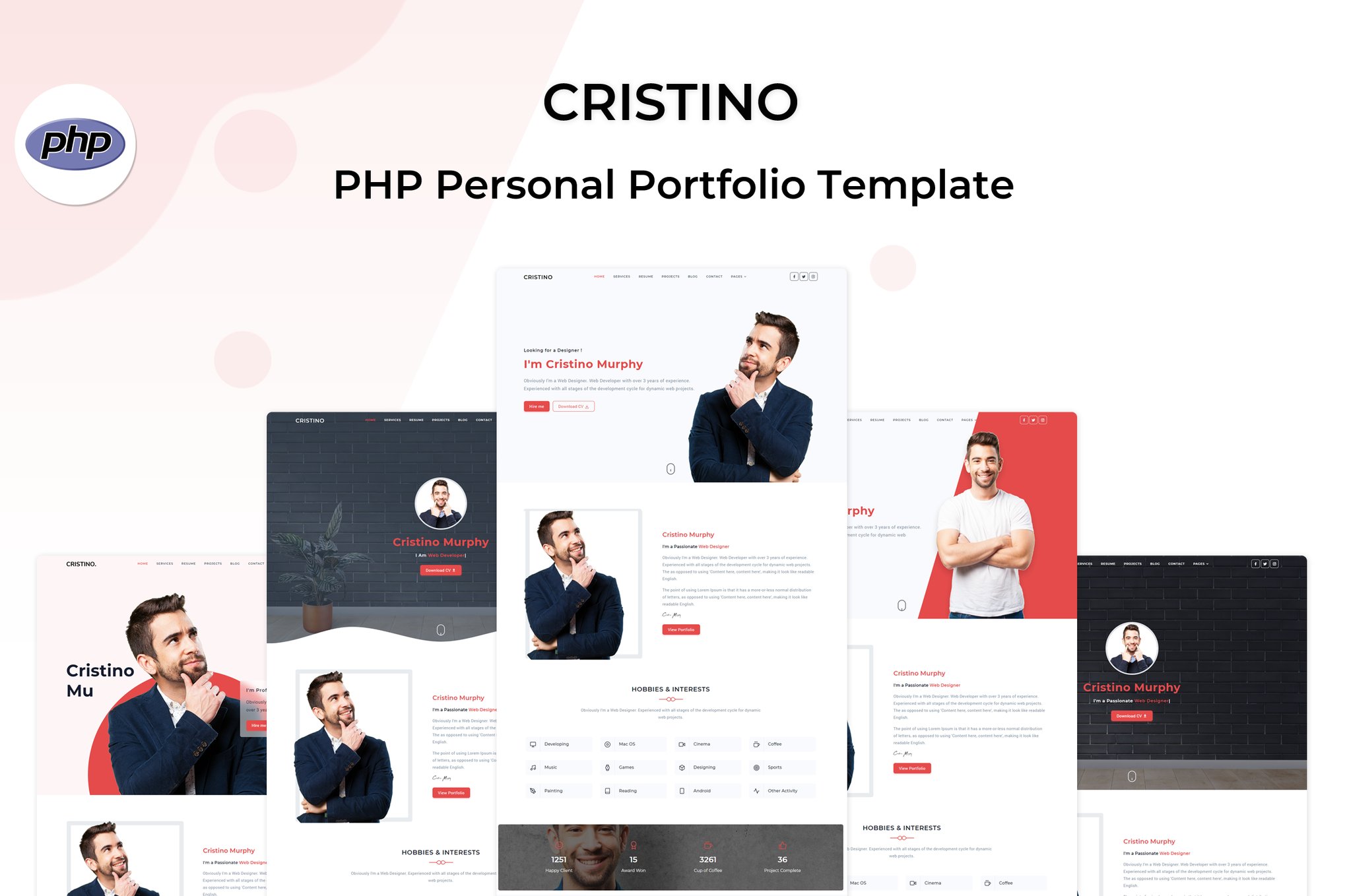 Imagen de portada de Cristino - PHP Personal Portfolio Template (plantilla web)