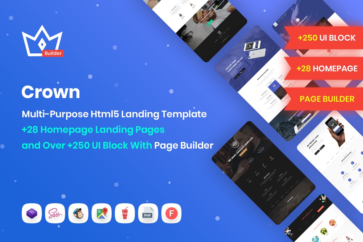 Imagen de portada de Crown | Multi-Purpose Html5 Landing Template (plantilla web)