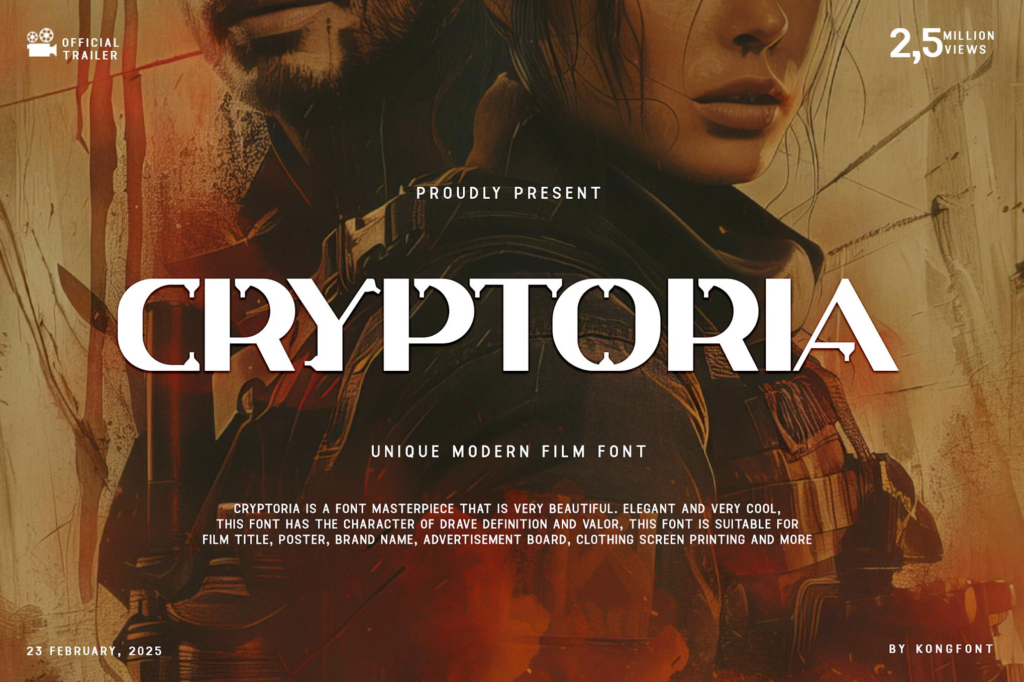 Imagen de portada de Cryptoria - Unique Modern Film Font (fuente)