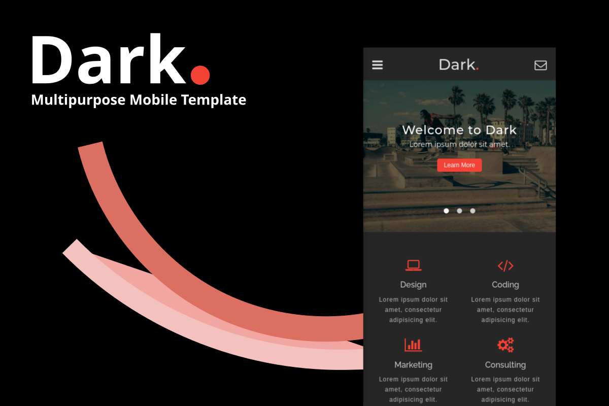 Imagen de portada de Dark - Multipurpose Mobile Template (plantilla web)