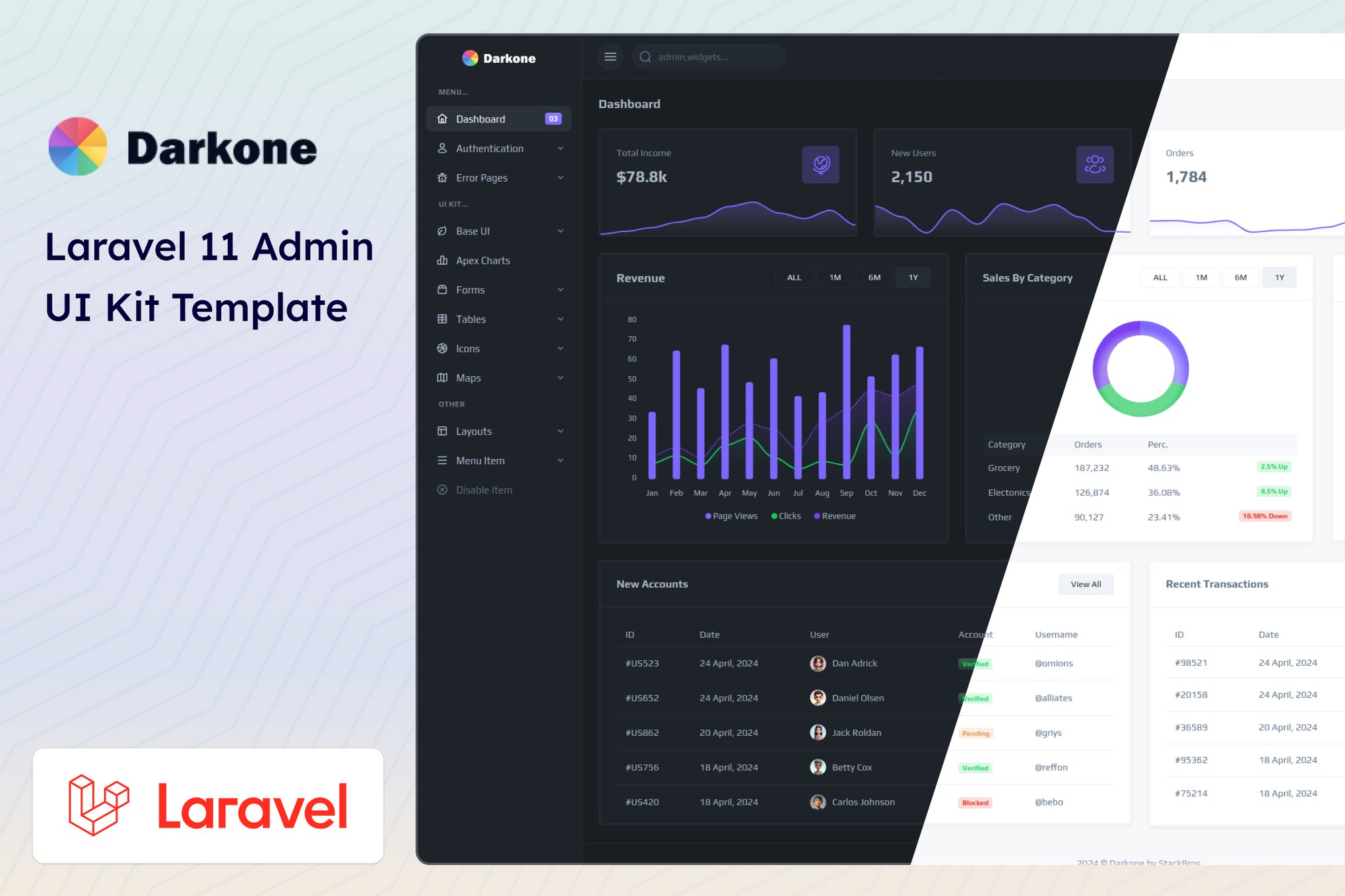 Imagen de portada de Darkone - Laravel 11 Admin & Dashboard Template (plantilla web)