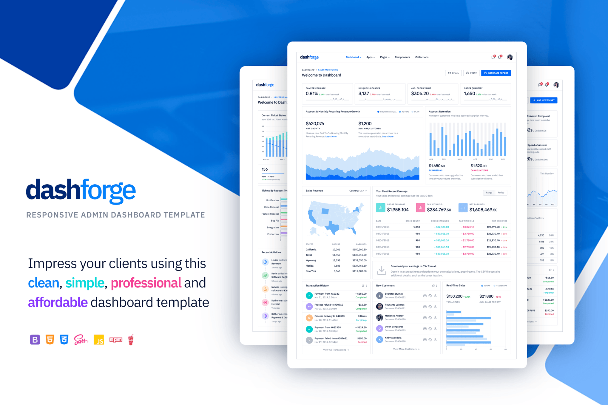 Imagen de portada de Dashforge Responsive Dashboard Admin Template (plantilla web)