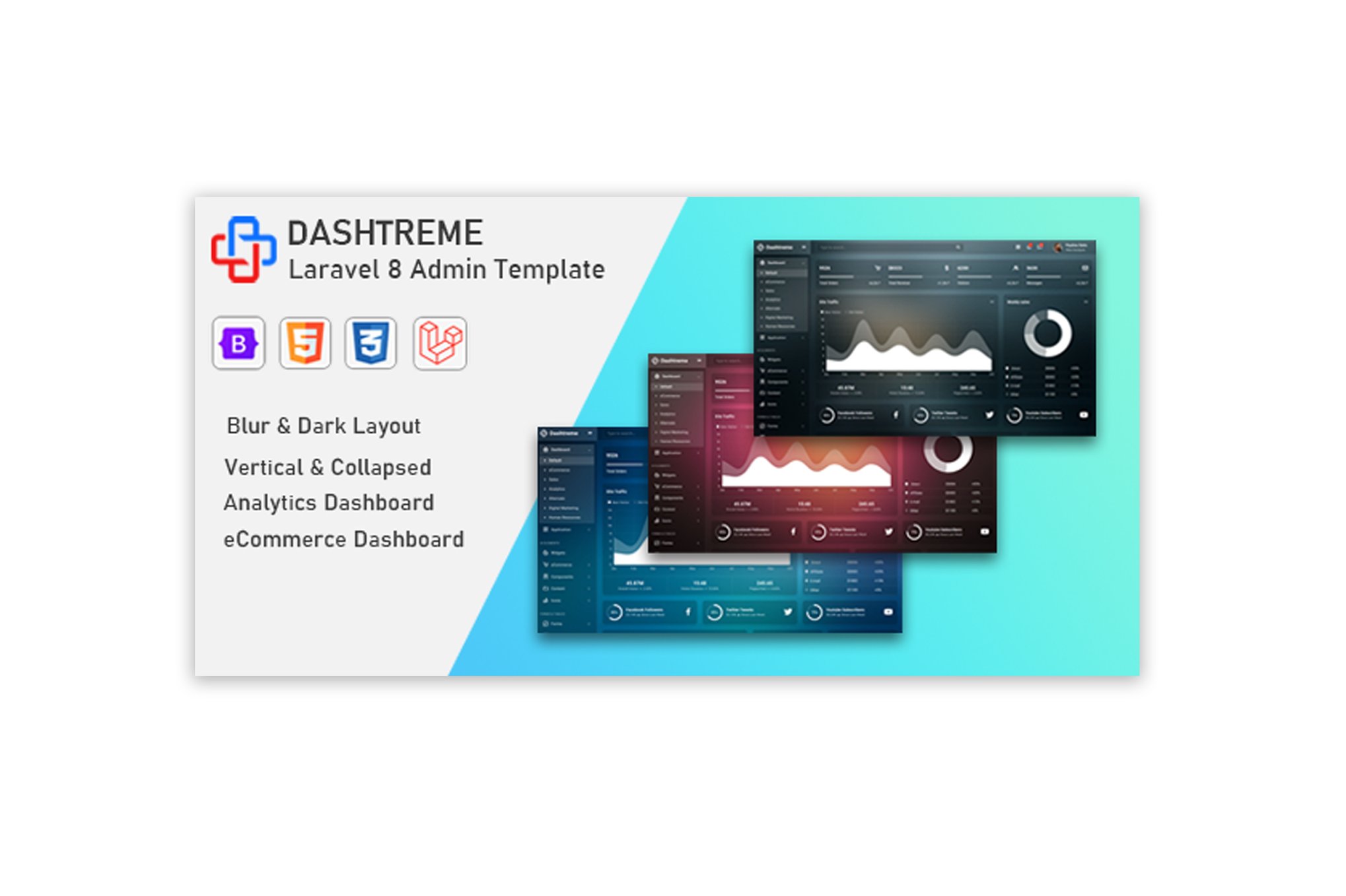 Imagen de portada de Dashtreme - Laravel 8+ Bootstrap5 Admin Template (plantilla web)