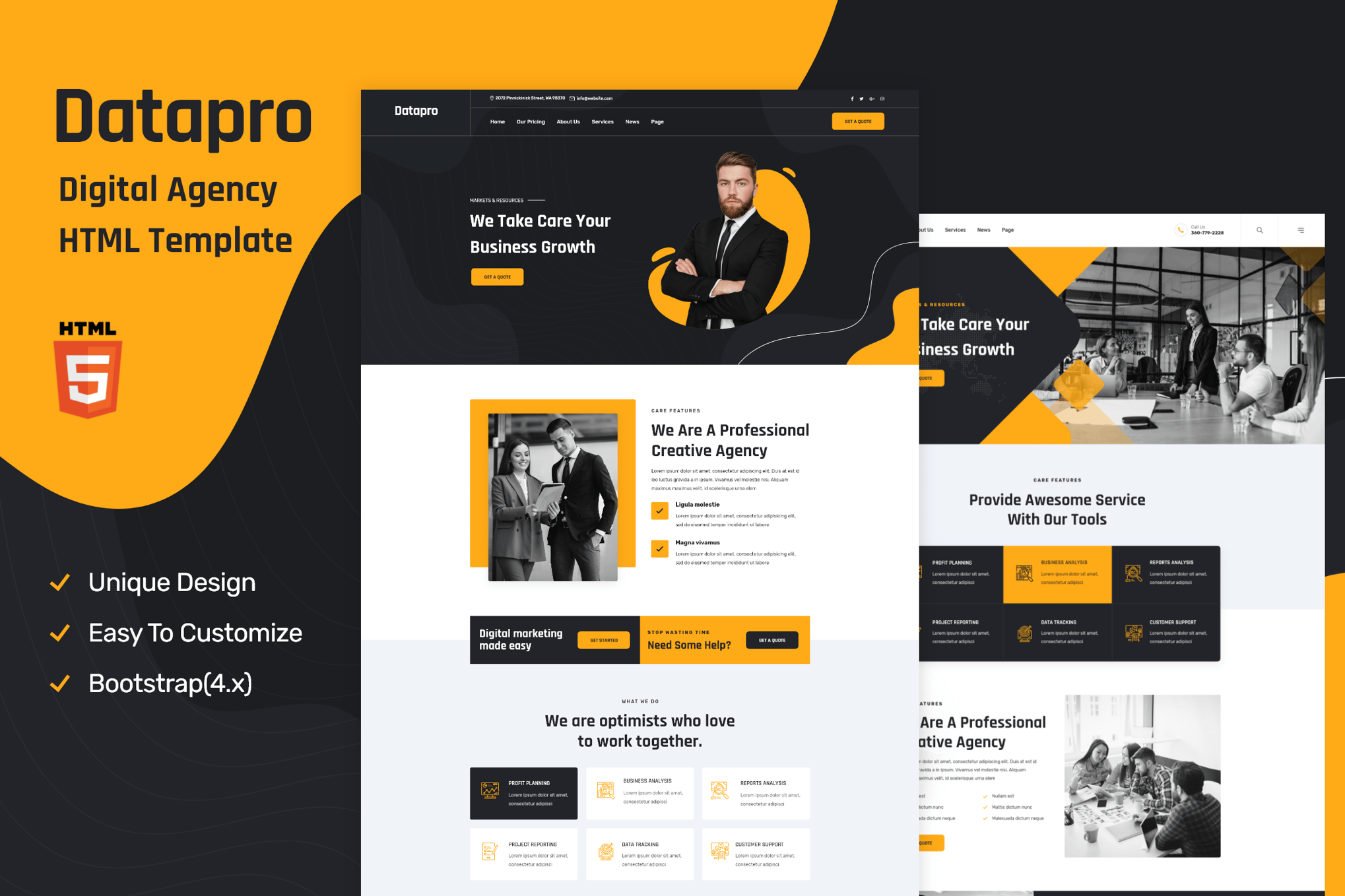 Imagen de portada de Datapro - Creative Agency HTML Template (plantilla web)