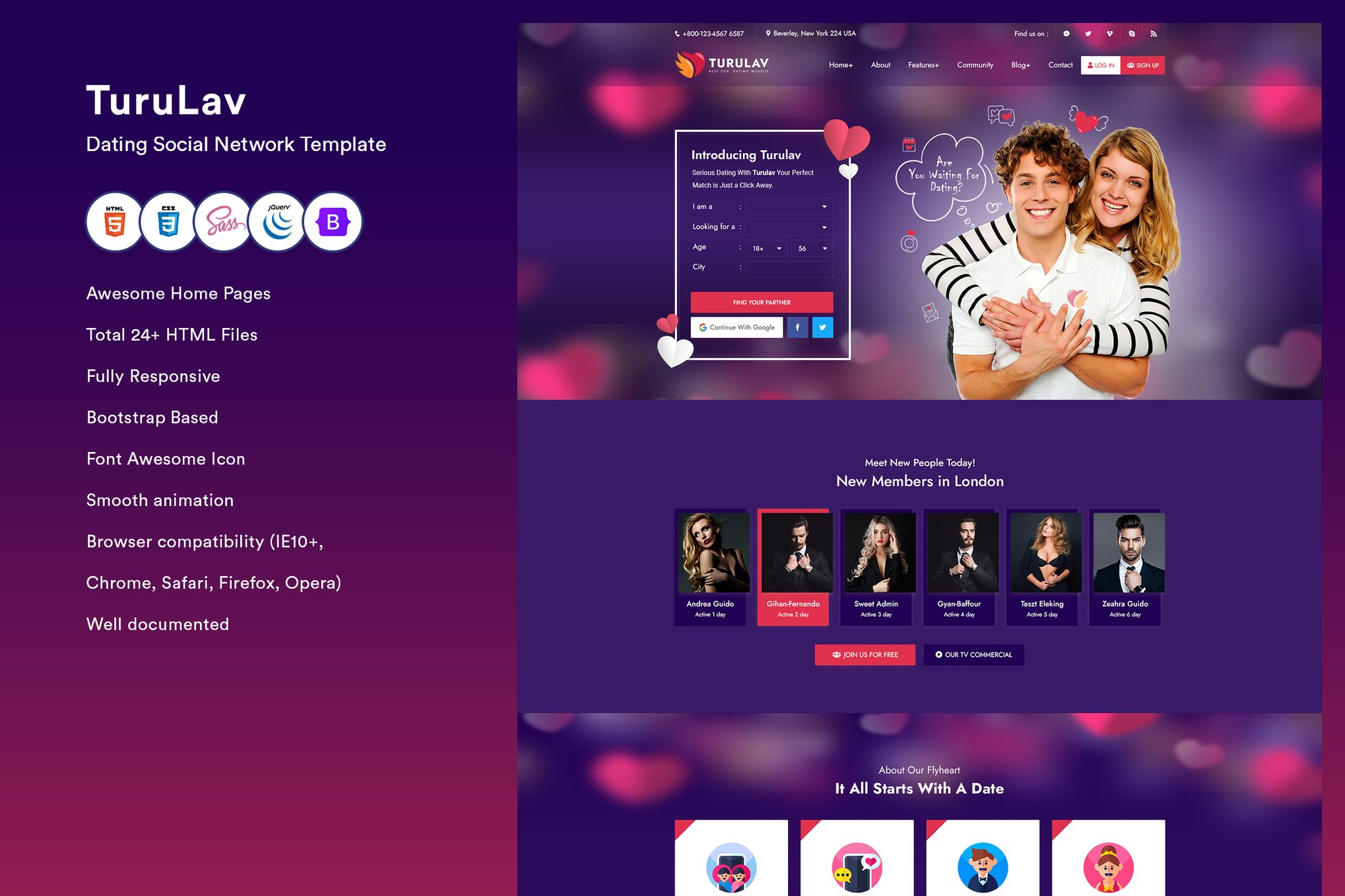 Imagen de portada de Dating Social Network Template (plantilla web)