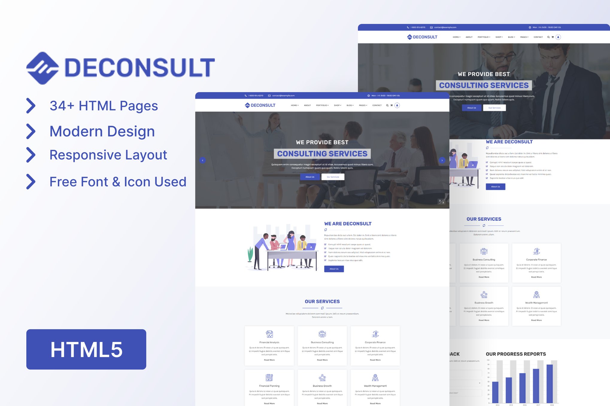 Imagen de portada de Deconsult - Business Consulting Template (plantilla web)