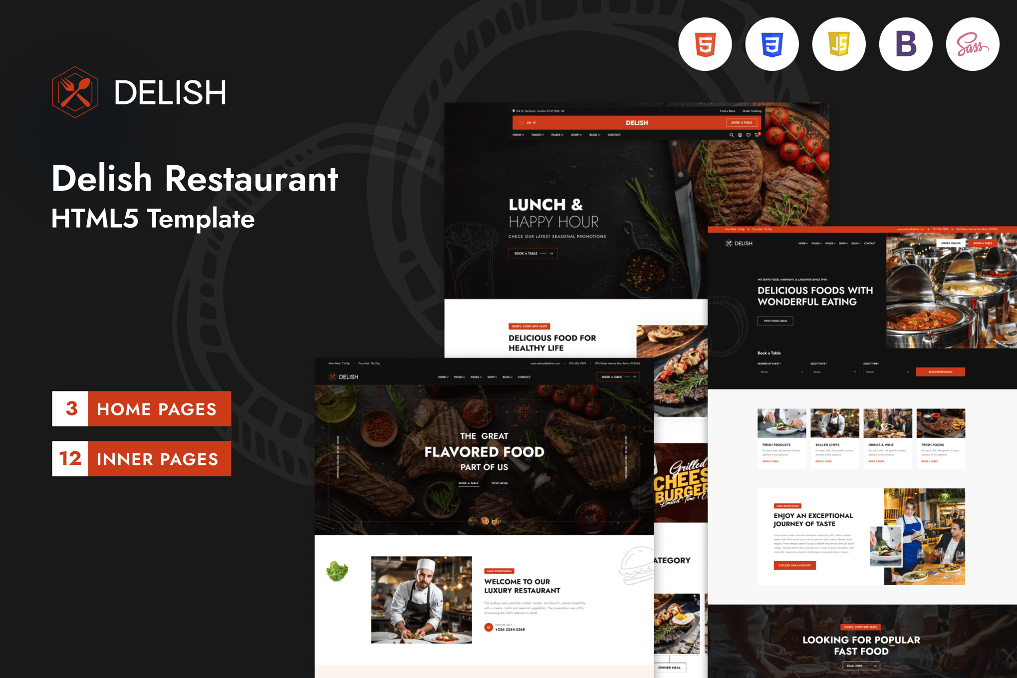 Imagen de portada de Delish – Restaurant & Cafe HTML5 Template (plantilla web)