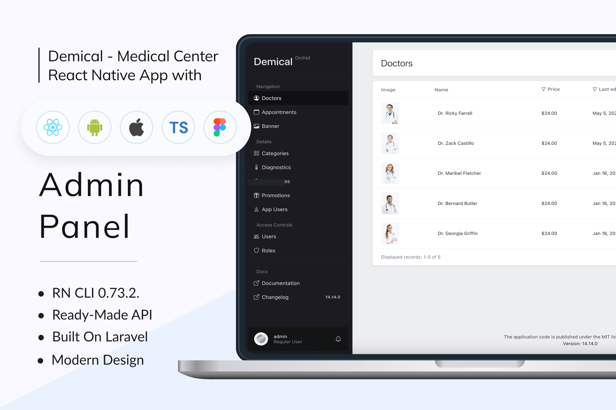 Imagen de portada de Demical - Medical Center App with Backend (plantilla web)