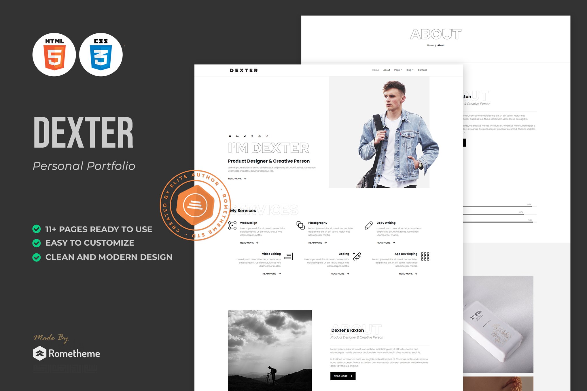 Imagen de portada de Dexter - Personal Portfolio HTML Template (plantilla web)