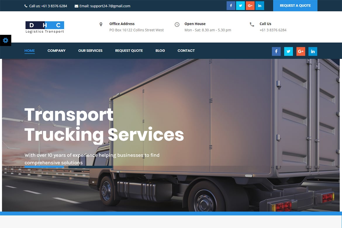 Imagen de portada de DHC | Logistics Transportation HTML Template (plantilla web)