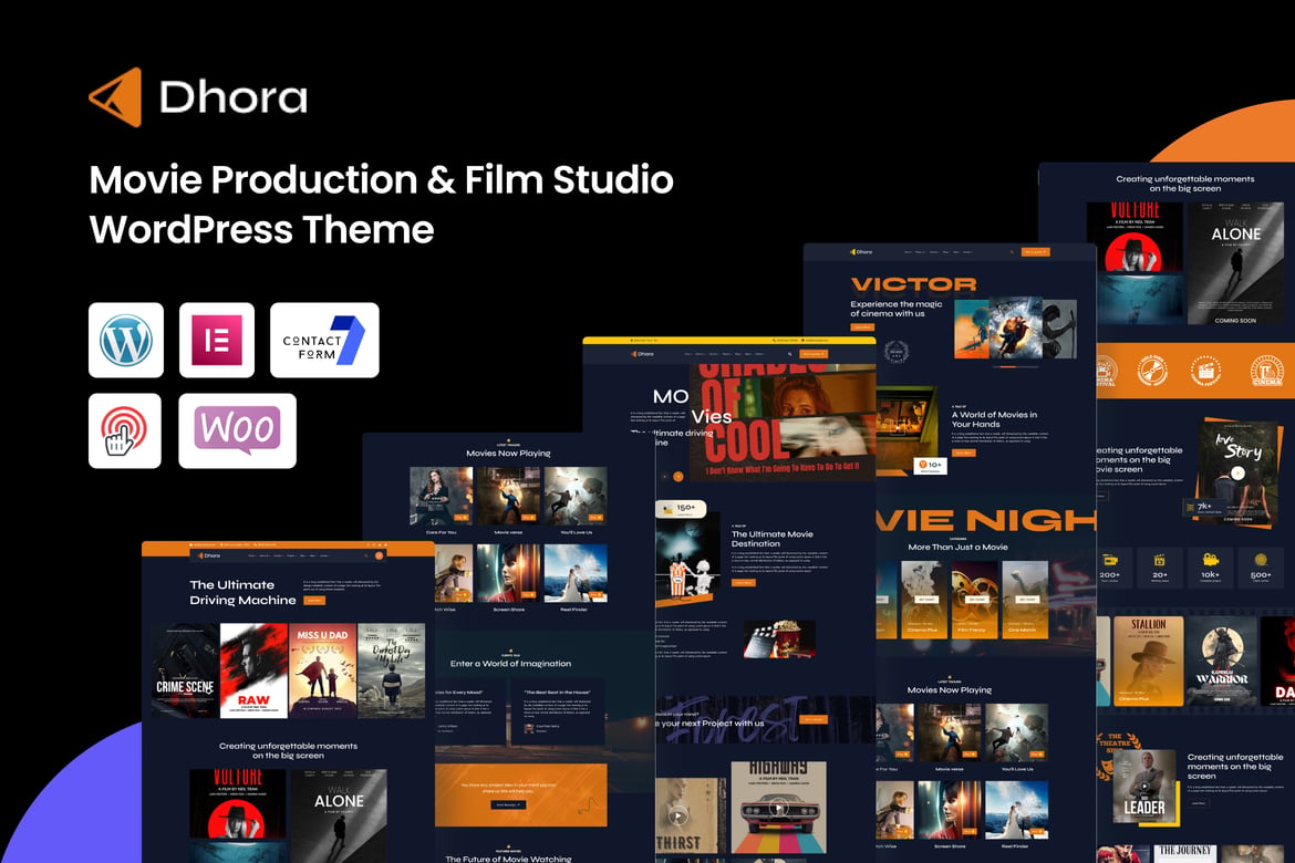 Imagen de portada de Dhora – Movie and Film Production WordPress Theme (tema)