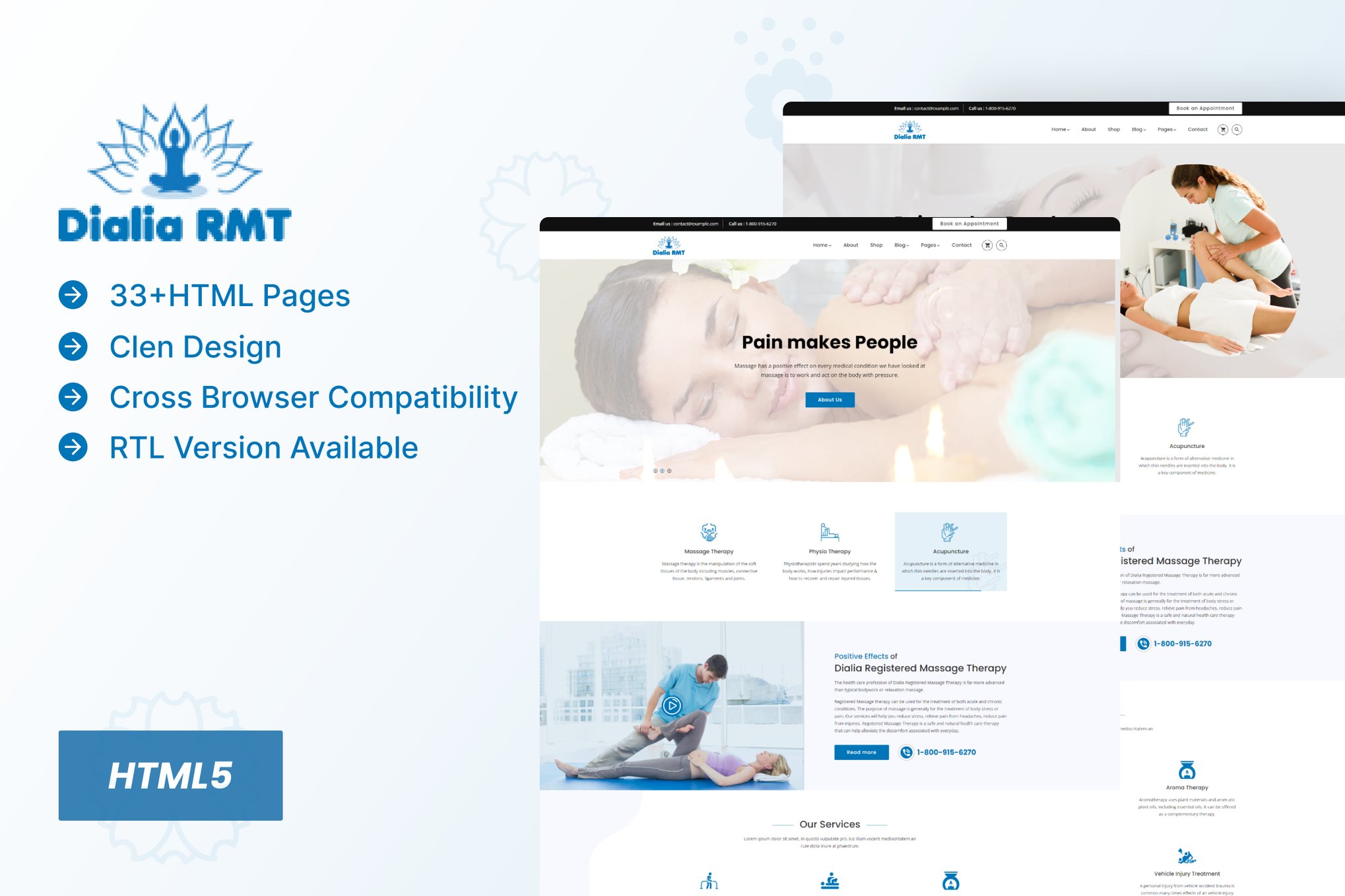 Imagen de portada de Dialia - Registered Massage Therapy HTML Template (plantilla web)