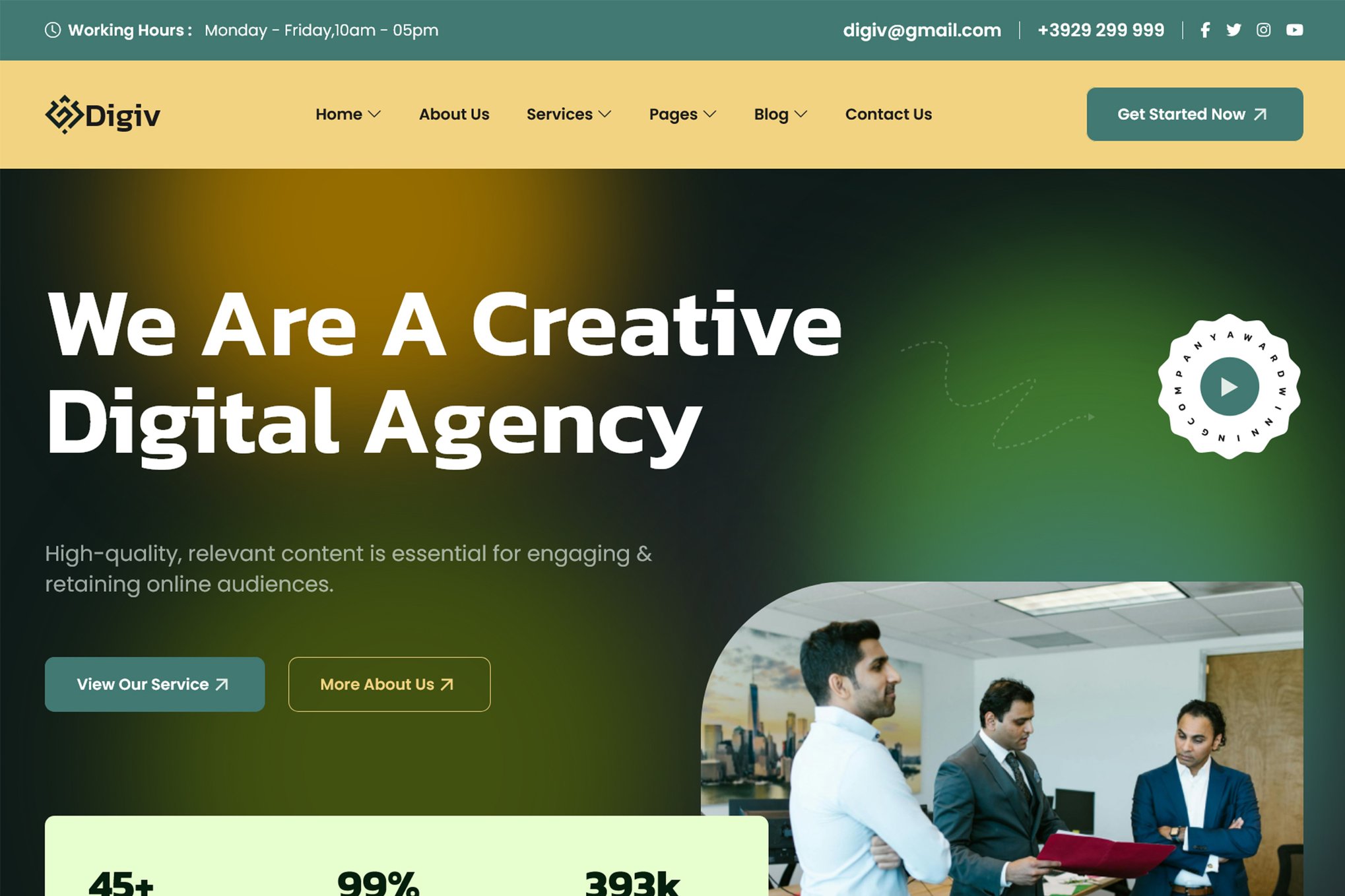 Imagen de portada de Digiv - Digital Marketing Agency Next JS Template (plantilla web)