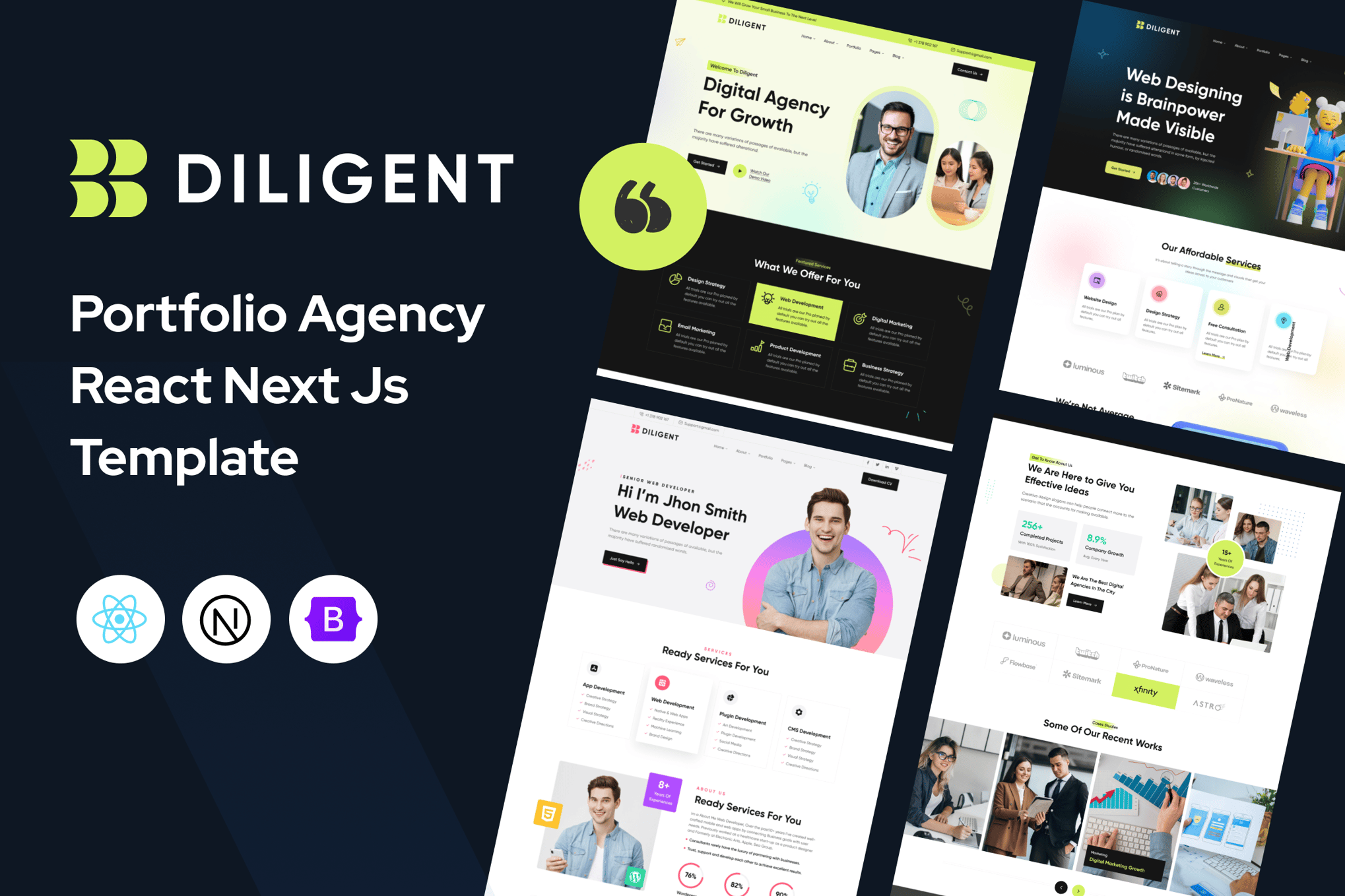 Imagen de portada de Diligent - Agency & Portfolio Next Js Template (plantilla web)