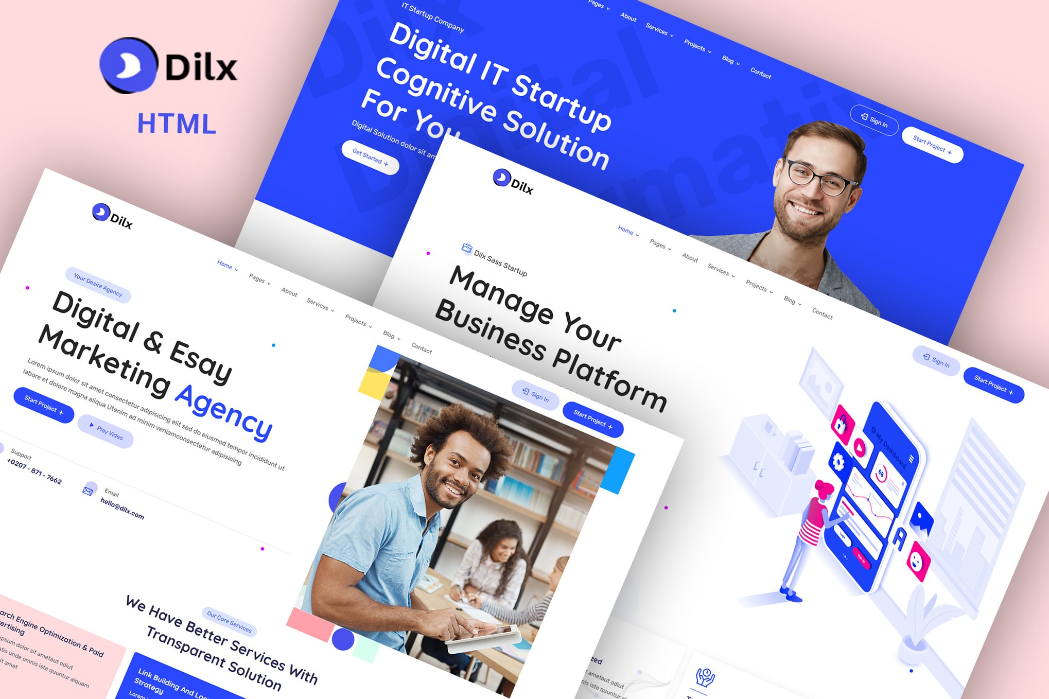 Imagen de portada de Dilx - IT & SEO Marketing Services HTML Template (plantilla web)