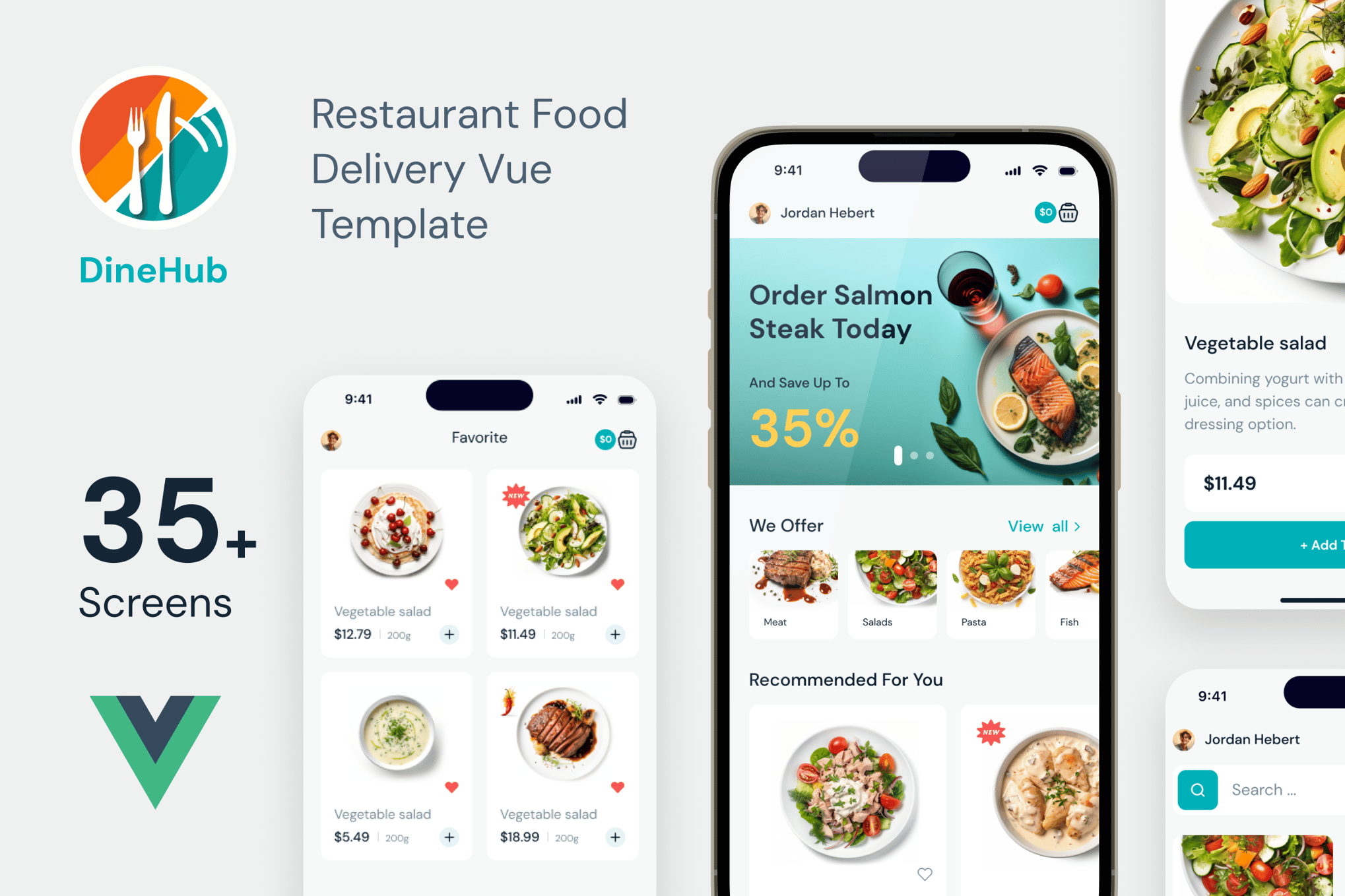 Imagen de portada de DineHub - Food Delivery Vue App with Backend (plantilla web)