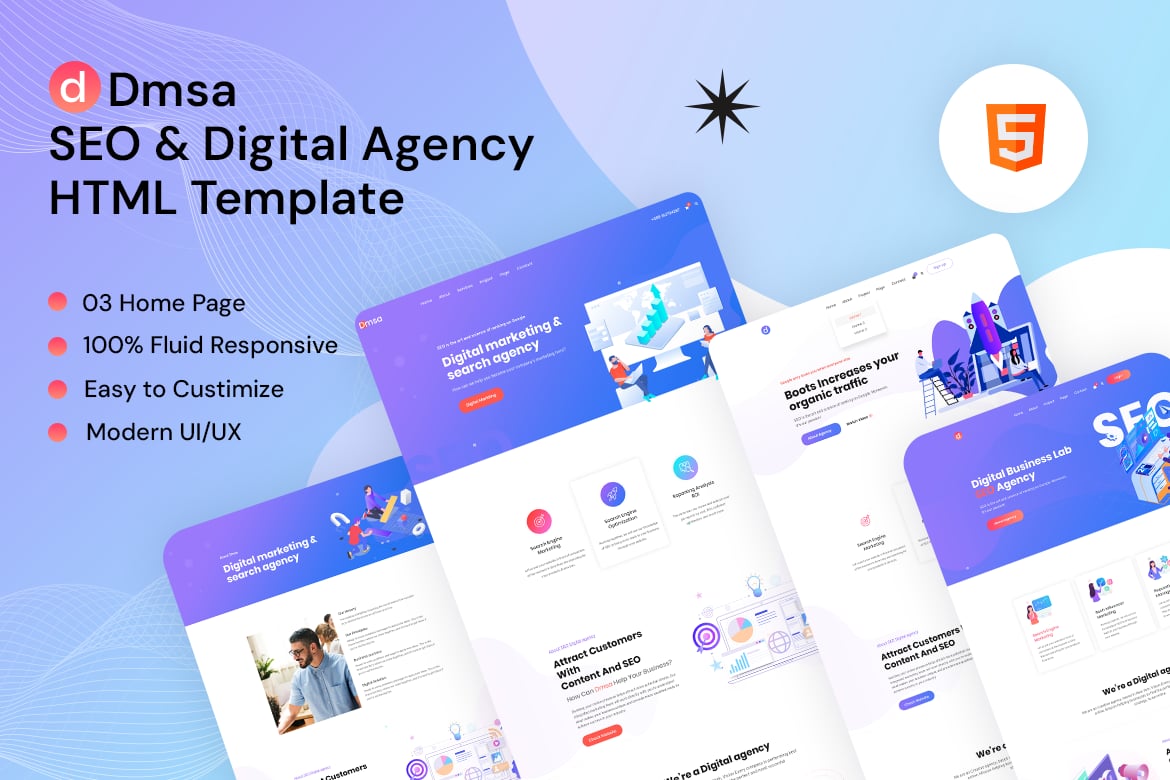 Imagen de portada de Dmsa - SEO & Digital Agency HTML Template (plantilla web)