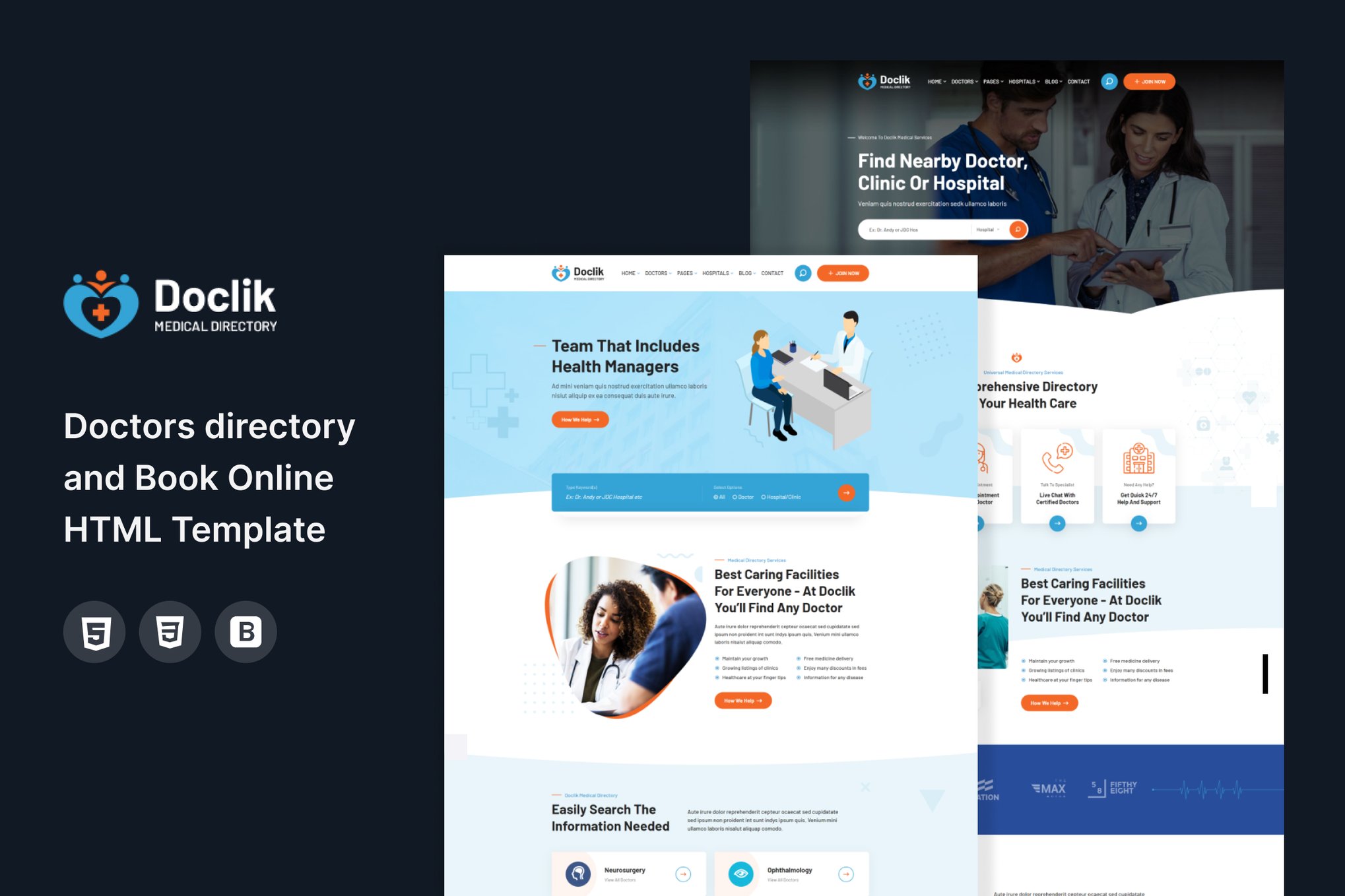 Imagen de portada de Doclik - Doctor directory and Book Online template (plantilla web)
