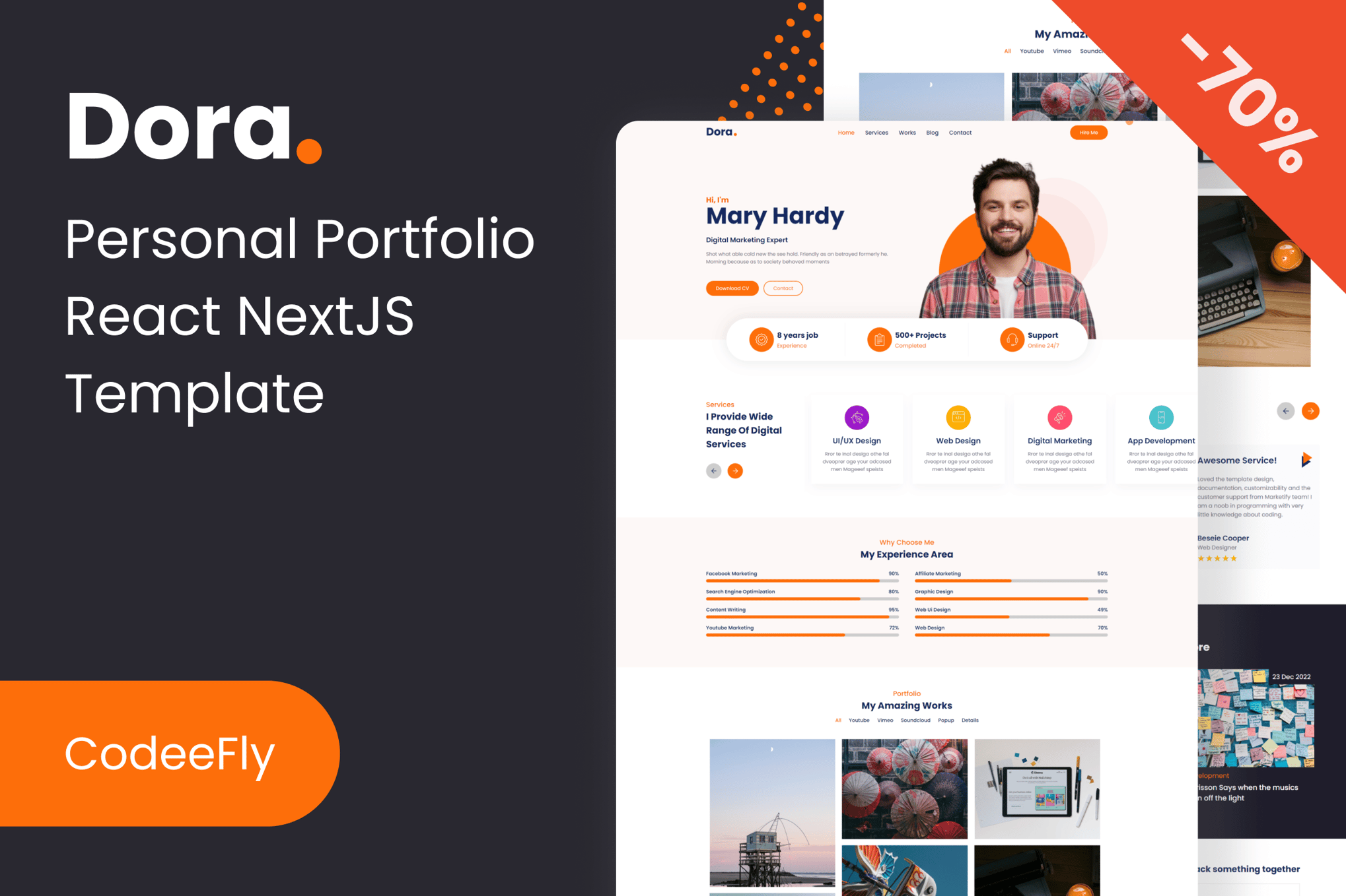 Imagen de portada de Dora - Personal Portfolio React NextJS Template (plantilla web)