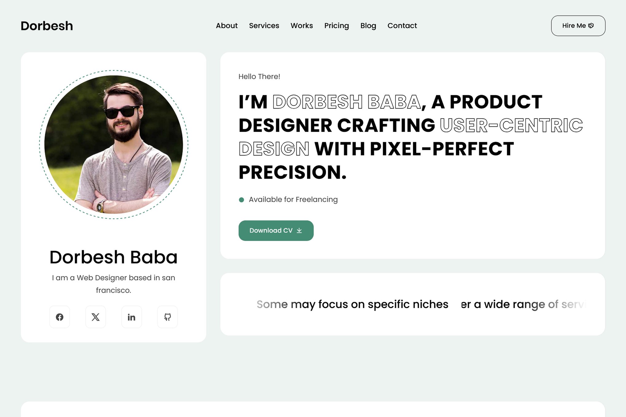 Imagen de portada de Dorbesh - Personal Portfolio Template (plantilla web)