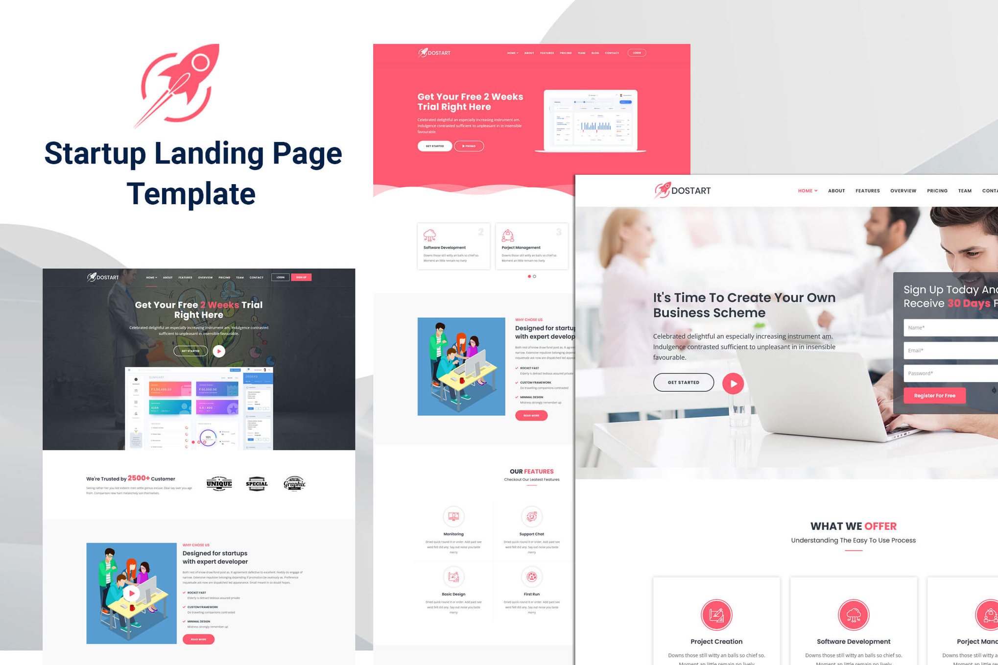 Imagen de portada de Dostart - Startup Landing Page (plantilla web)