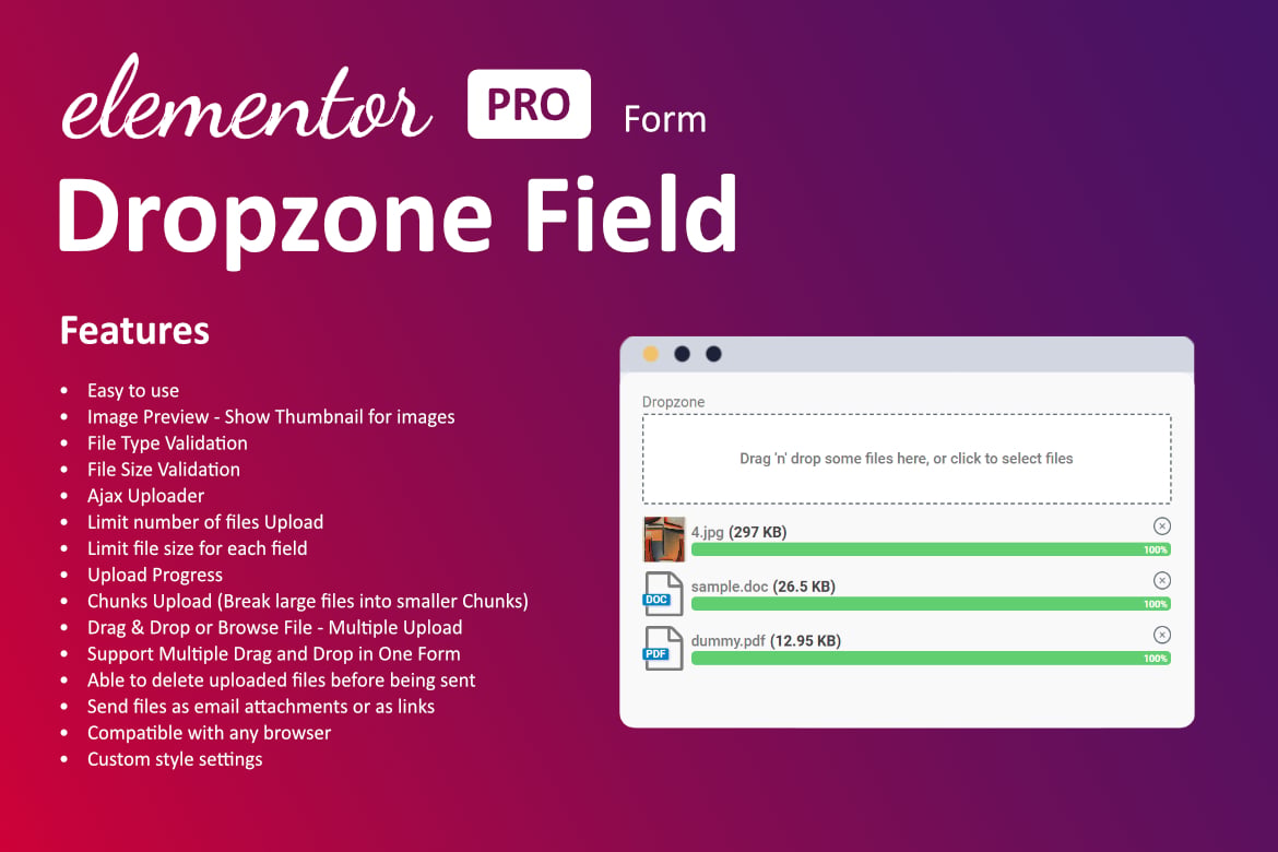 Imagen de portada de Dropzone Field For Elementor Form (plugin)