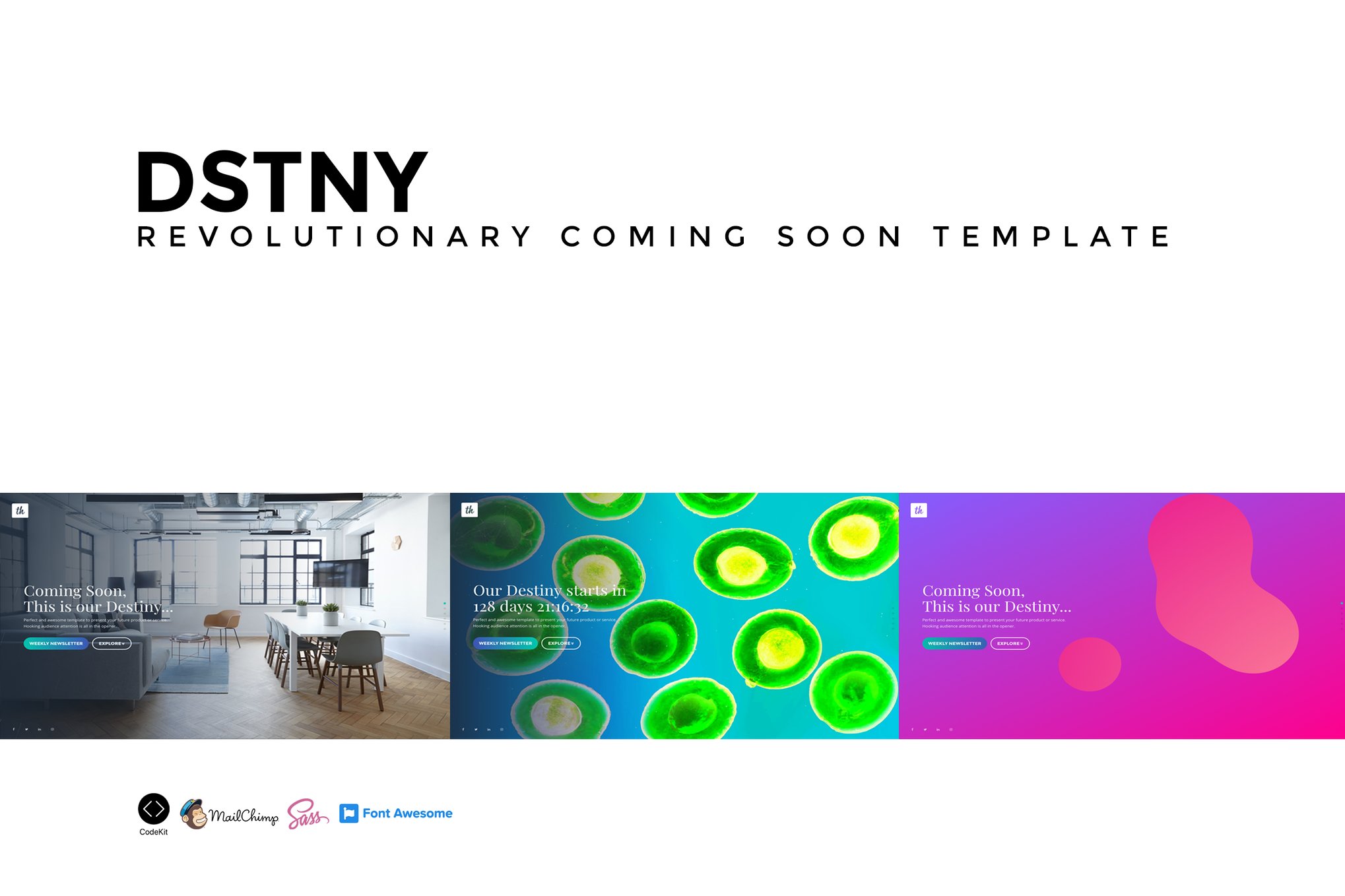 Imagen de portada de DSTNY - Revolutionary Coming Soon Template (plantilla web)