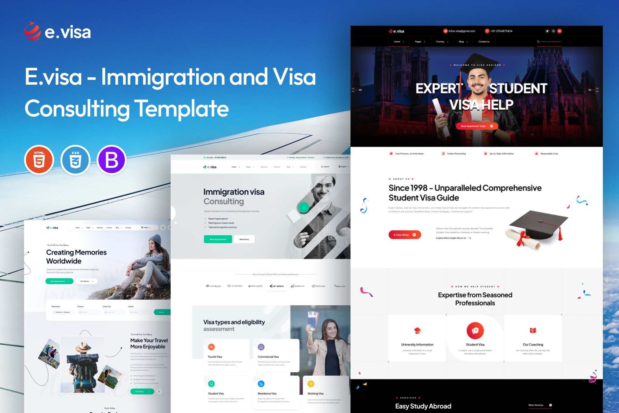 Imagen de portada de E.visa - Immigration and Visa Consulting Template (plantilla web)