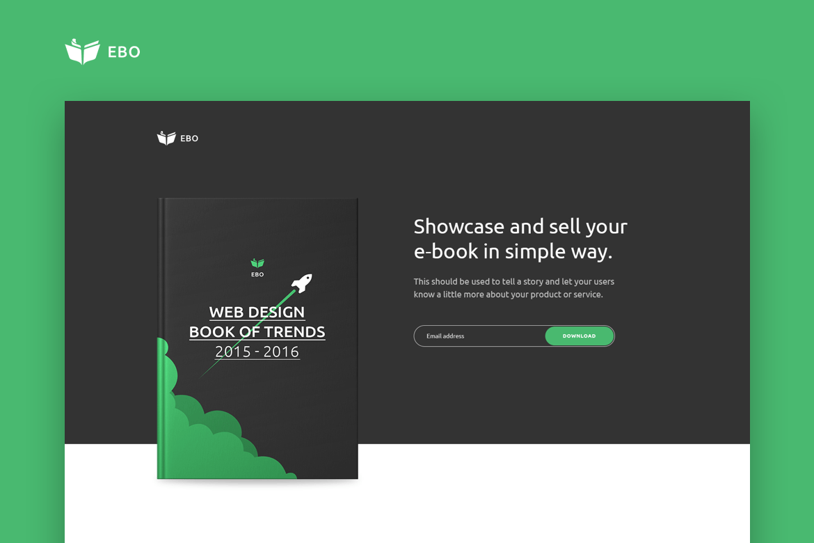 Imagen de portada de Ebo - Ebook Landing Page HTML Template (plantilla web)