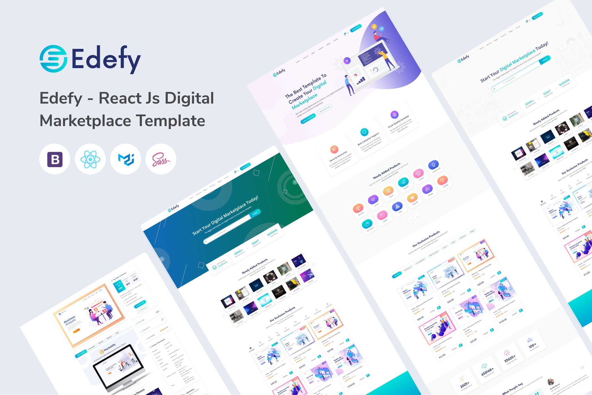 Imagen de portada de Edefy - React Js Digital Marketplace Template (plantilla web)
