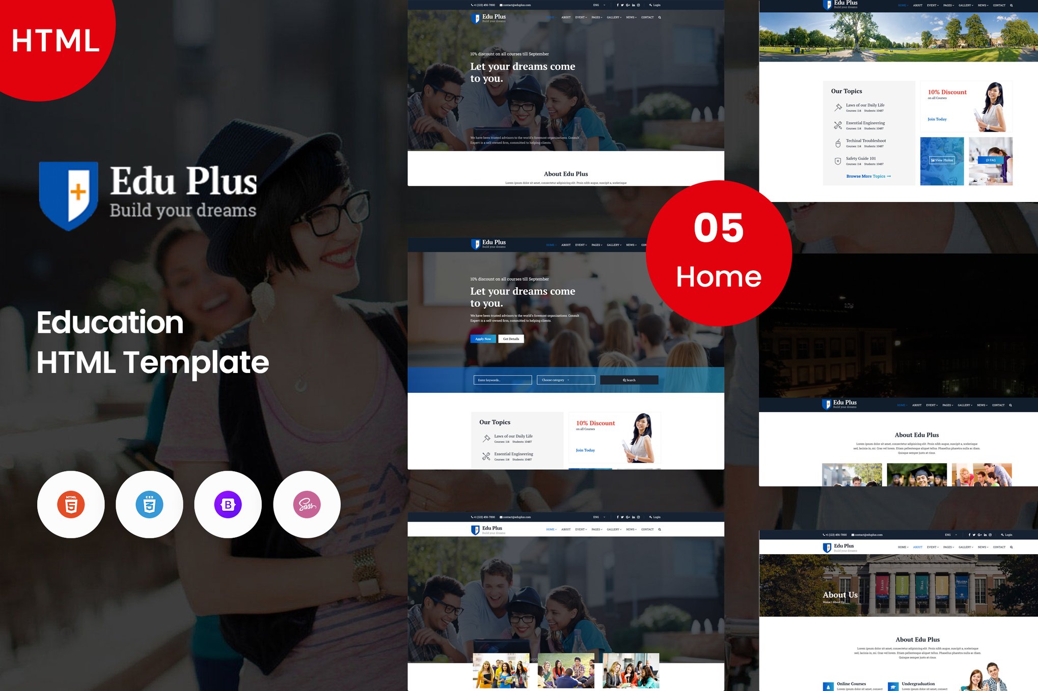 Imagen de portada de Edu Plus - Education Template (plantilla web)