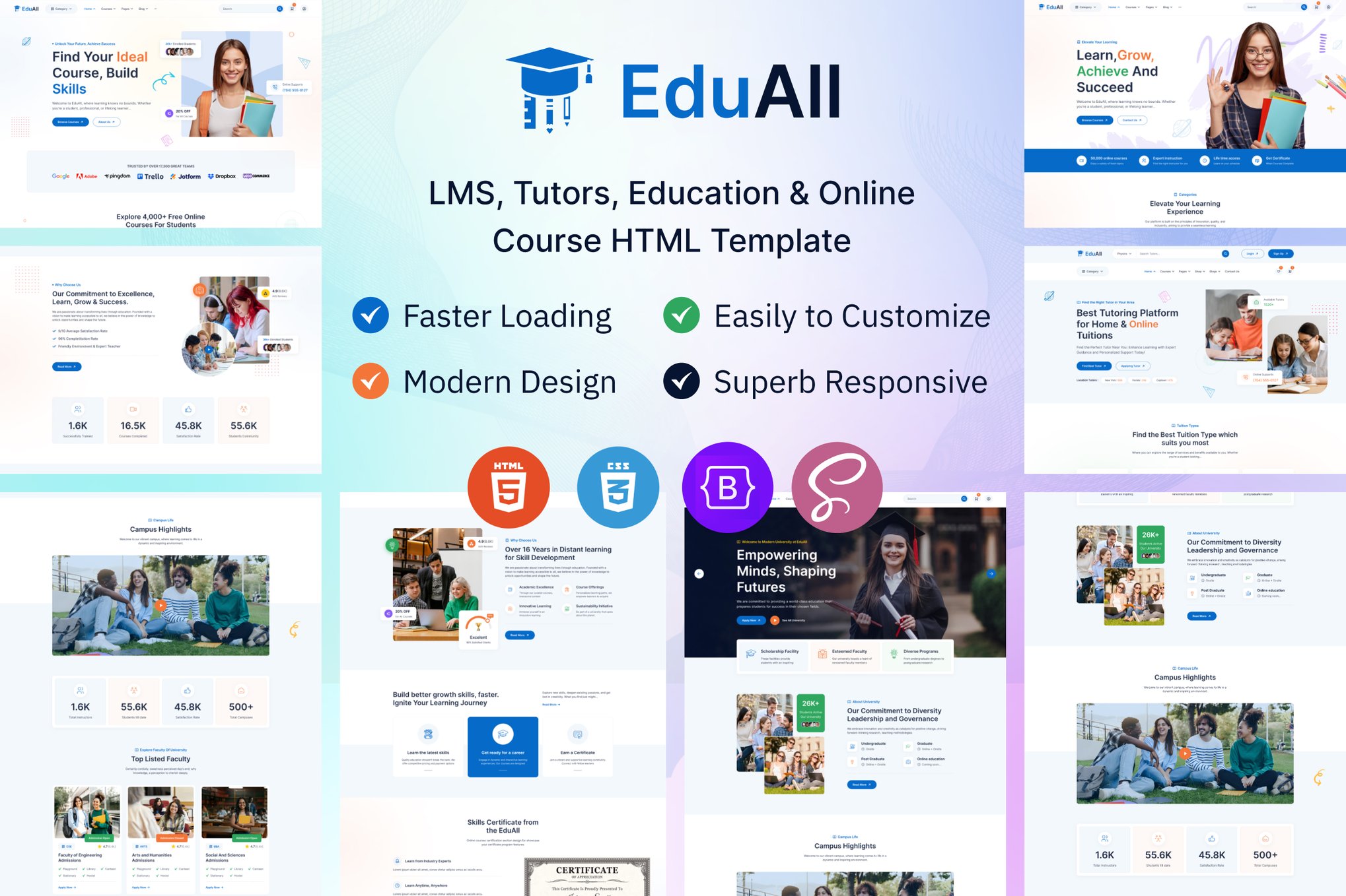 Imagen de portada de EduAll - LMS Tutors Education & Online Course HTML (plantilla web)