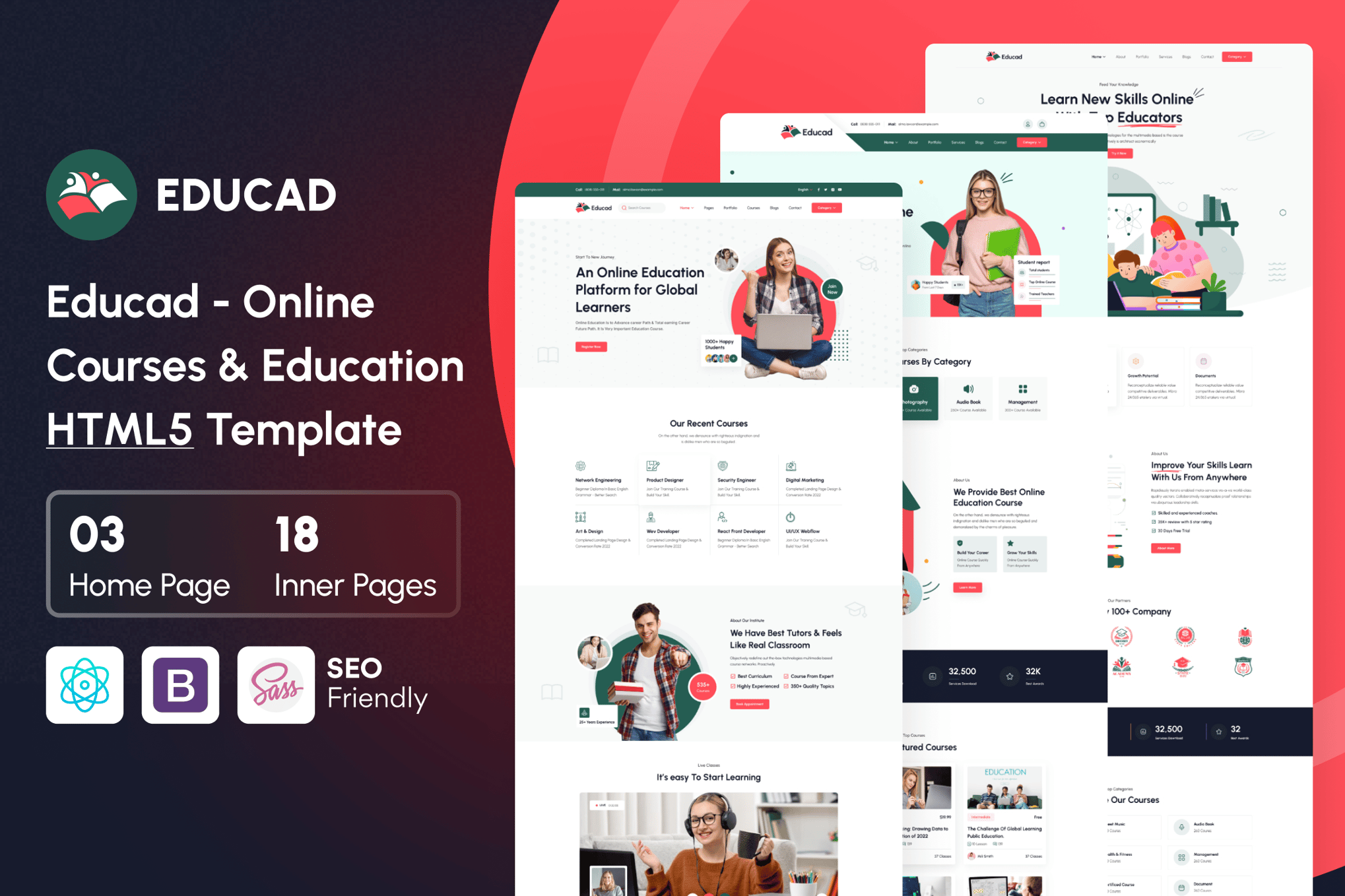 Imagen de portada de Educad - Online Courses & Education HTML5 Template (plantilla web)