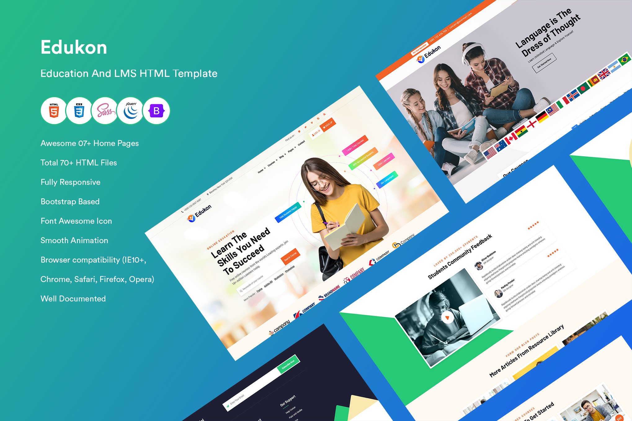 Imagen de portada de Education and LMS HTML Template (plantilla web)