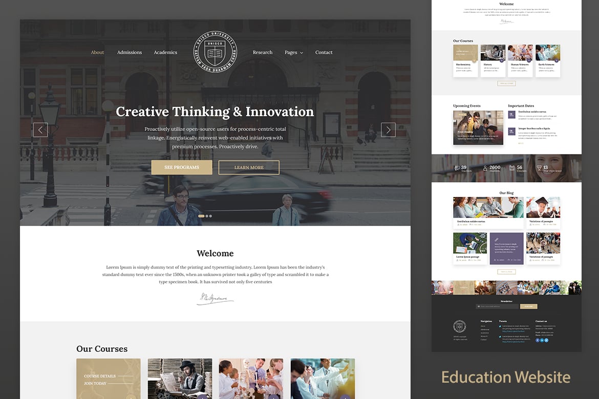Imagen de portada de Education Resposnive Website Template — Unisco (plantilla web)