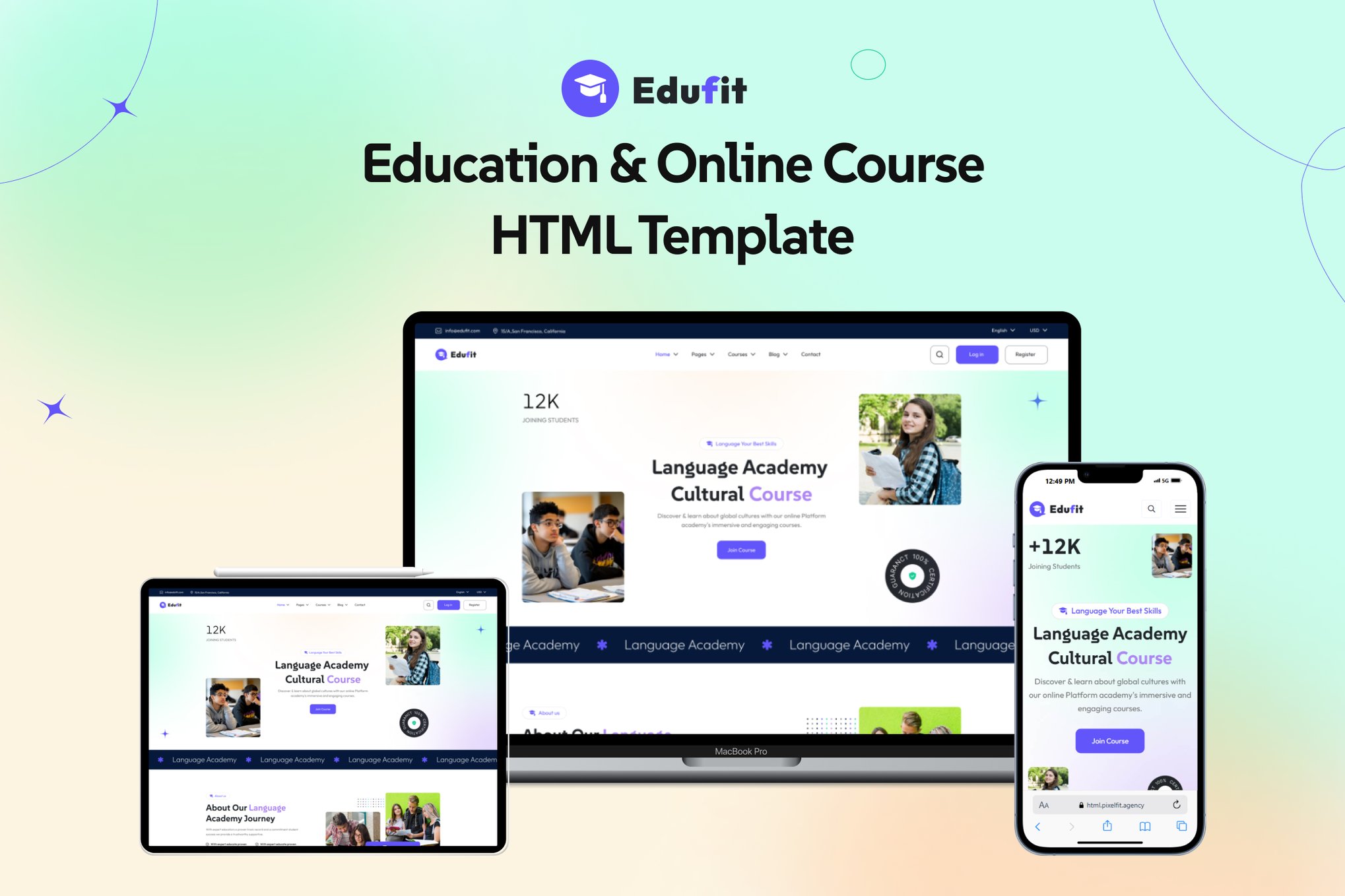 Imagen de portada de Edufit - Education & Online Course HTML Template (plantilla web)