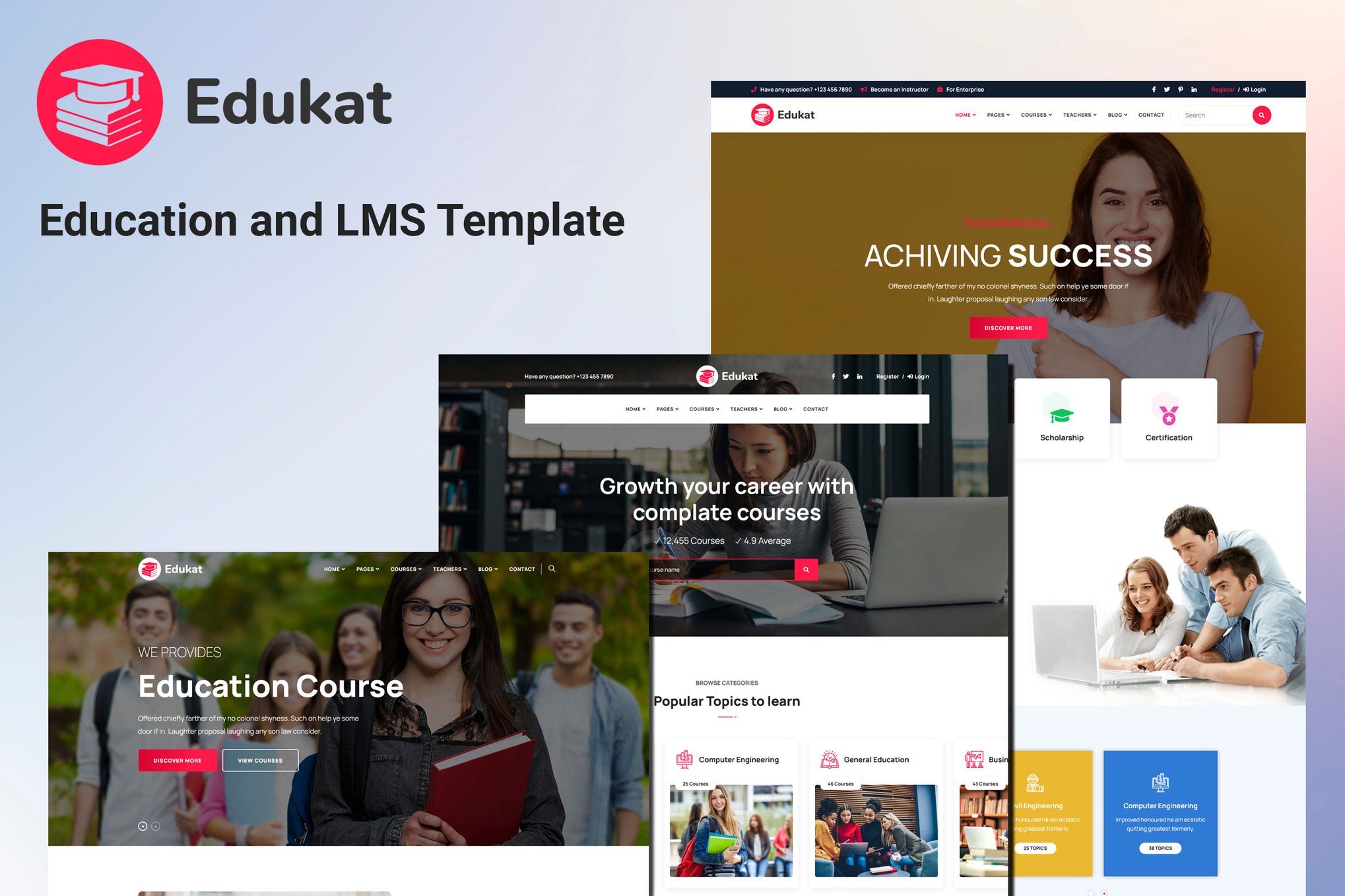 Imagen de portada de Edukat - Education and LMS Template (plantilla web)
